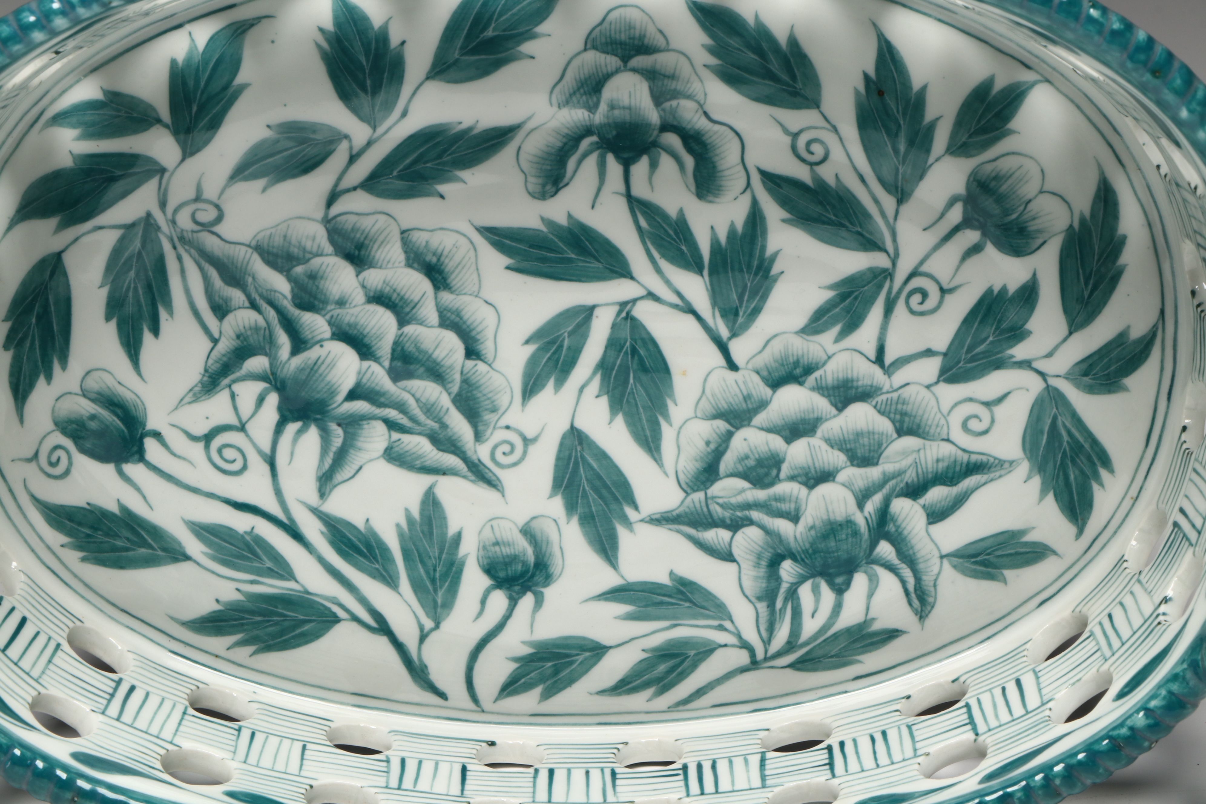 Nora Fenton Porcelain Basket, Toyo Porcelain Birds, and Porcelain Floral Bowl