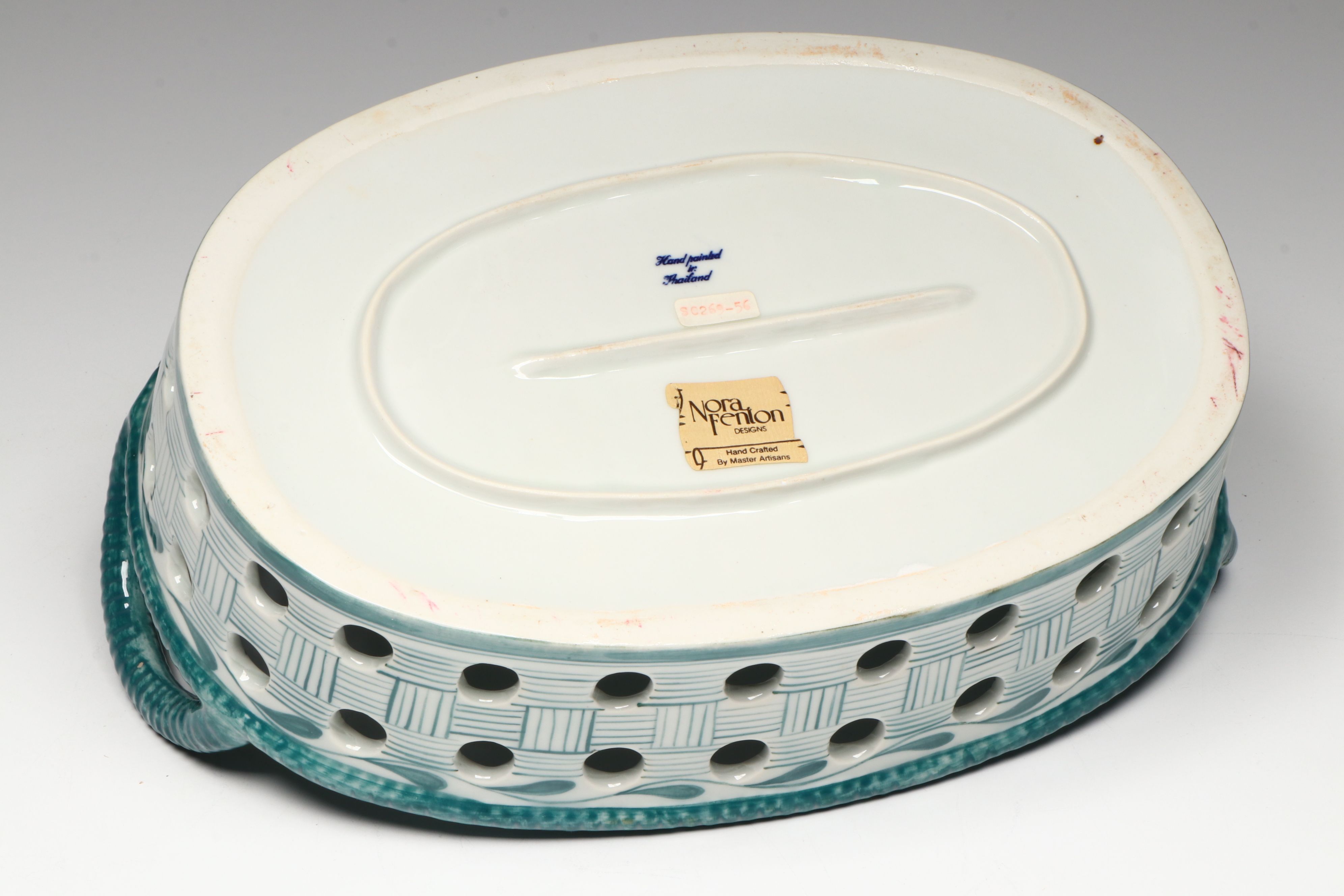 Nora Fenton Porcelain Basket, Toyo Porcelain Birds, and Porcelain Floral Bowl