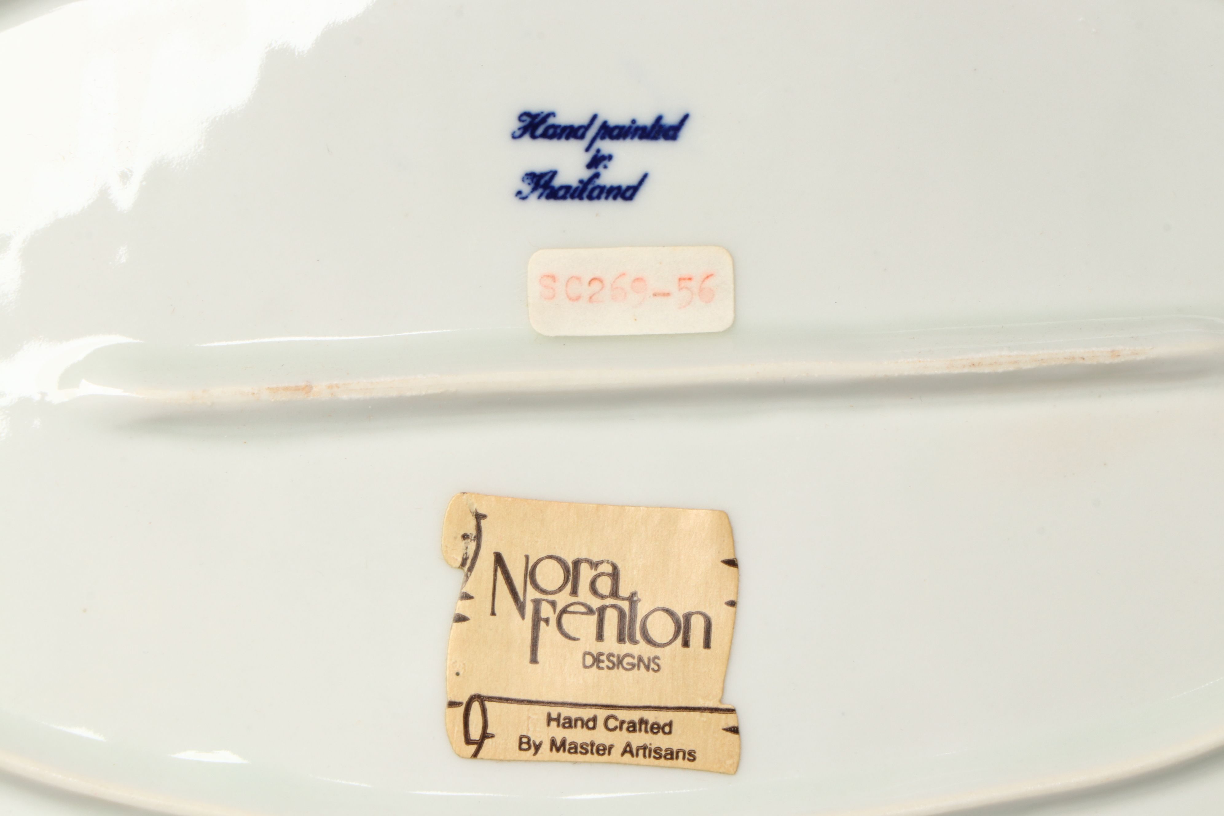 Nora Fenton Porcelain Basket, Toyo Porcelain Birds, and Porcelain Floral Bowl