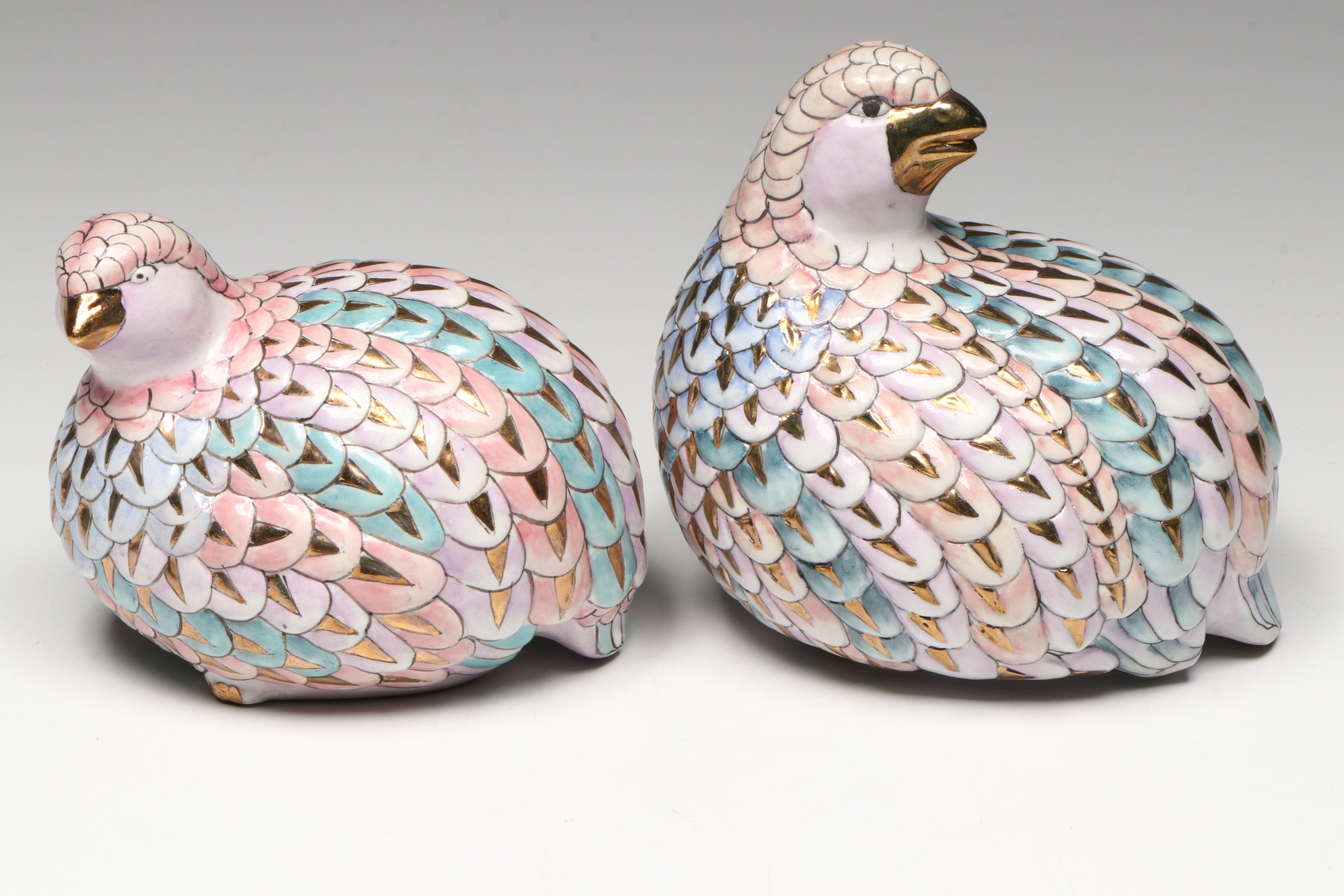 Nora Fenton Porcelain Basket, Toyo Porcelain Birds, and Porcelain Floral Bowl