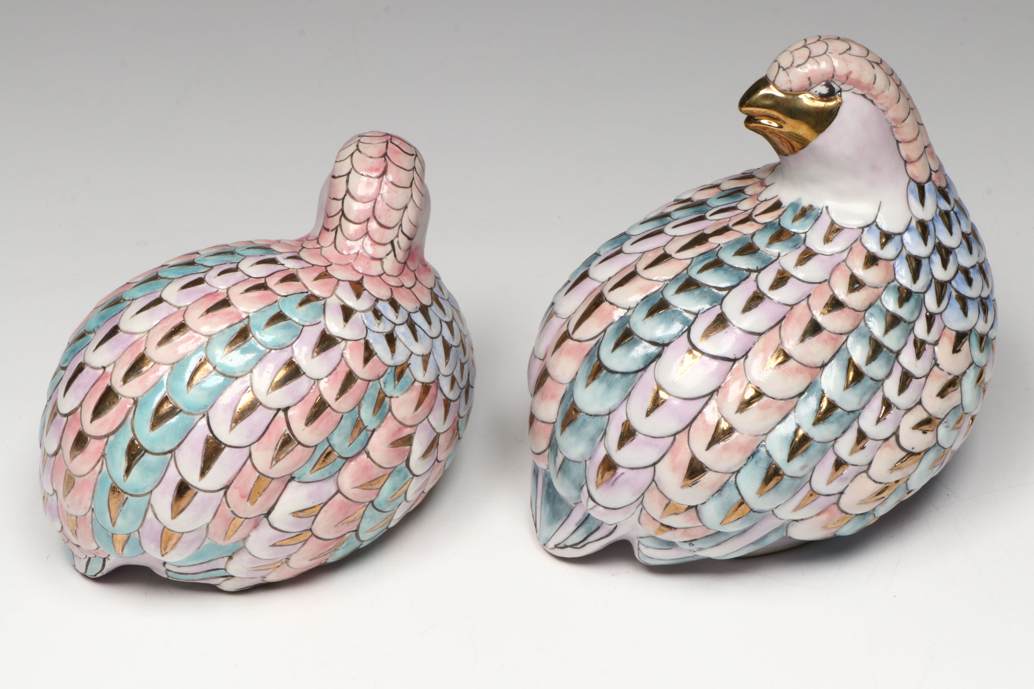 Nora Fenton Porcelain Basket, Toyo Porcelain Birds, and Porcelain Floral Bowl