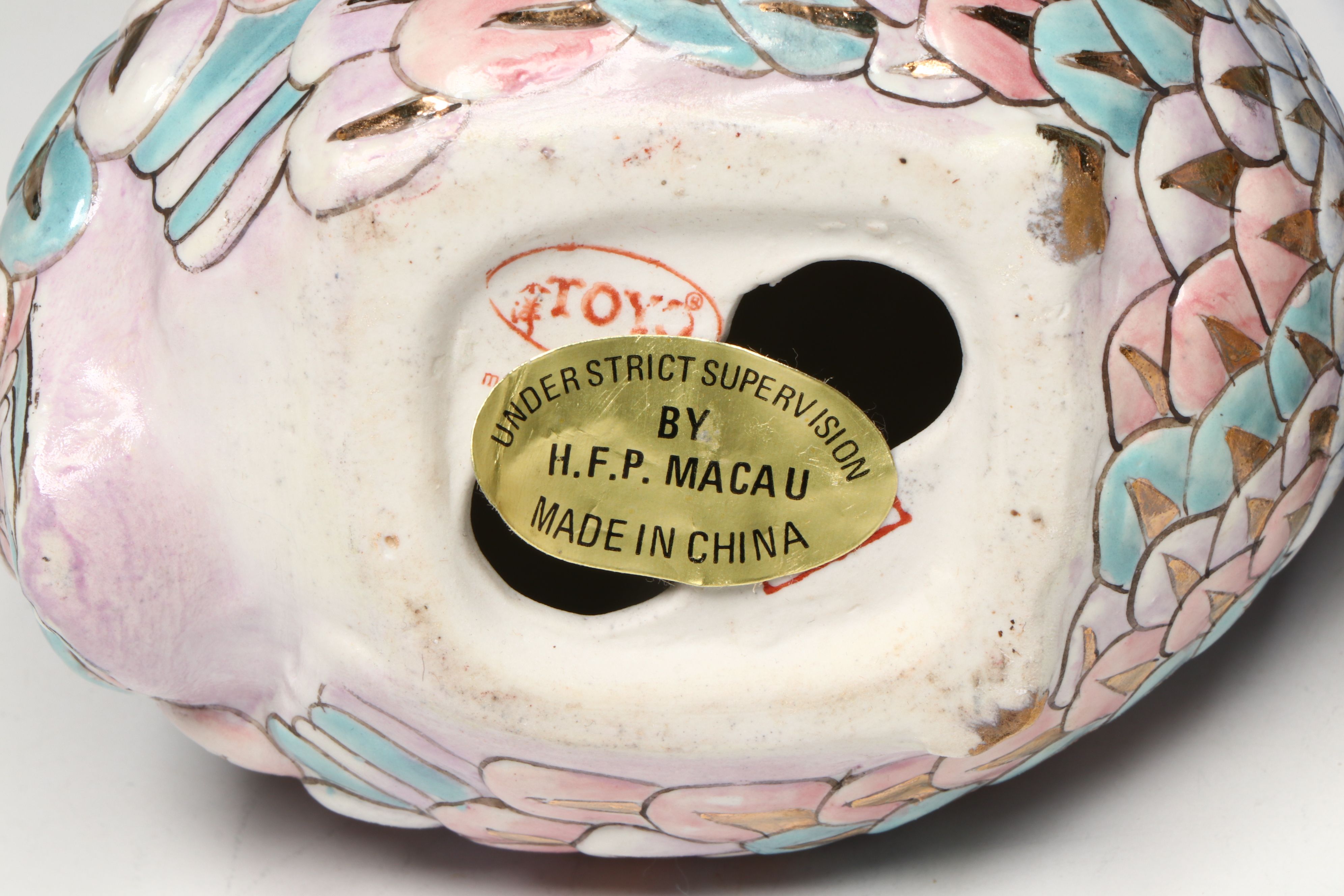 Nora Fenton Porcelain Basket, Toyo Porcelain Birds, and Porcelain Floral Bowl