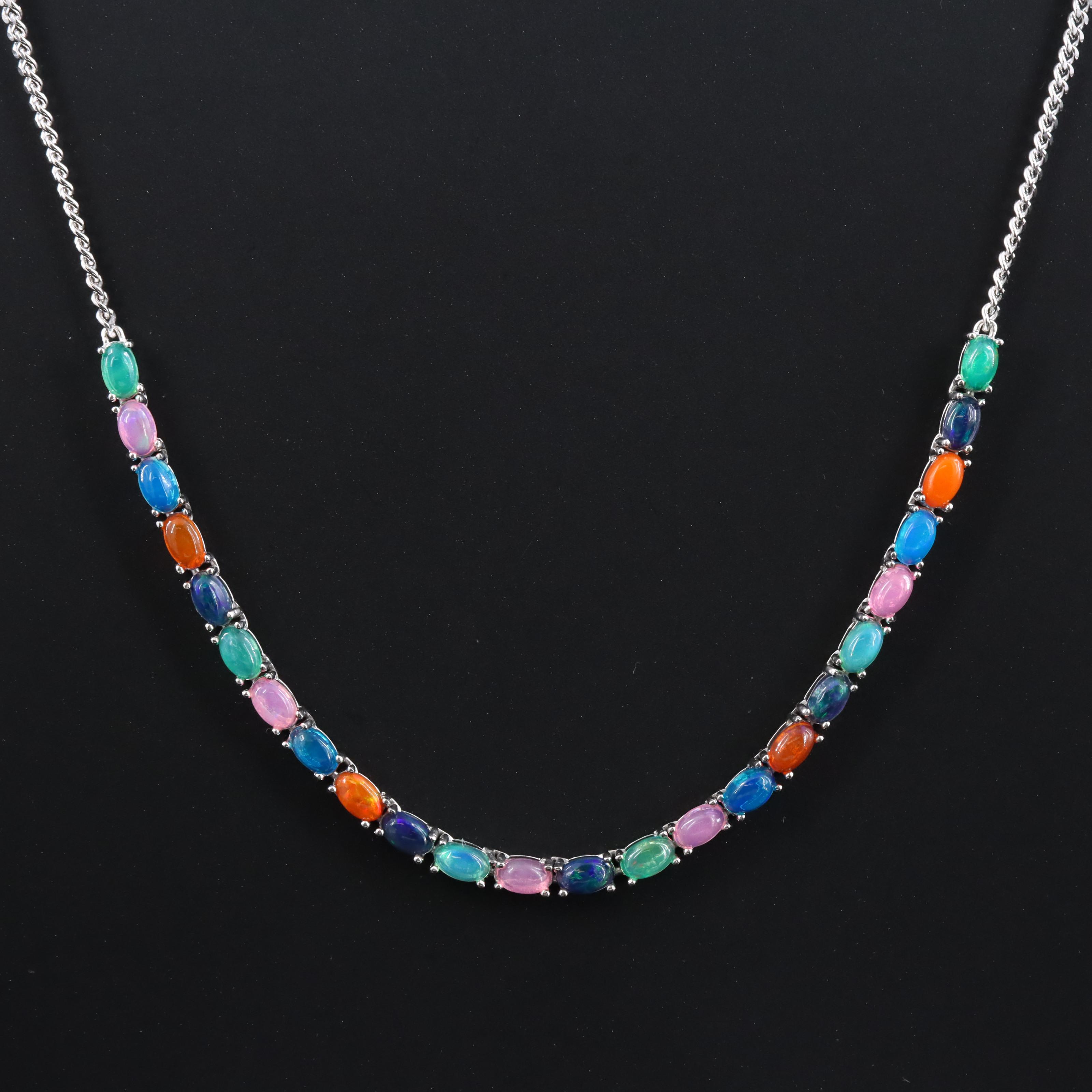 Sterling Multicolor Opal Necklace