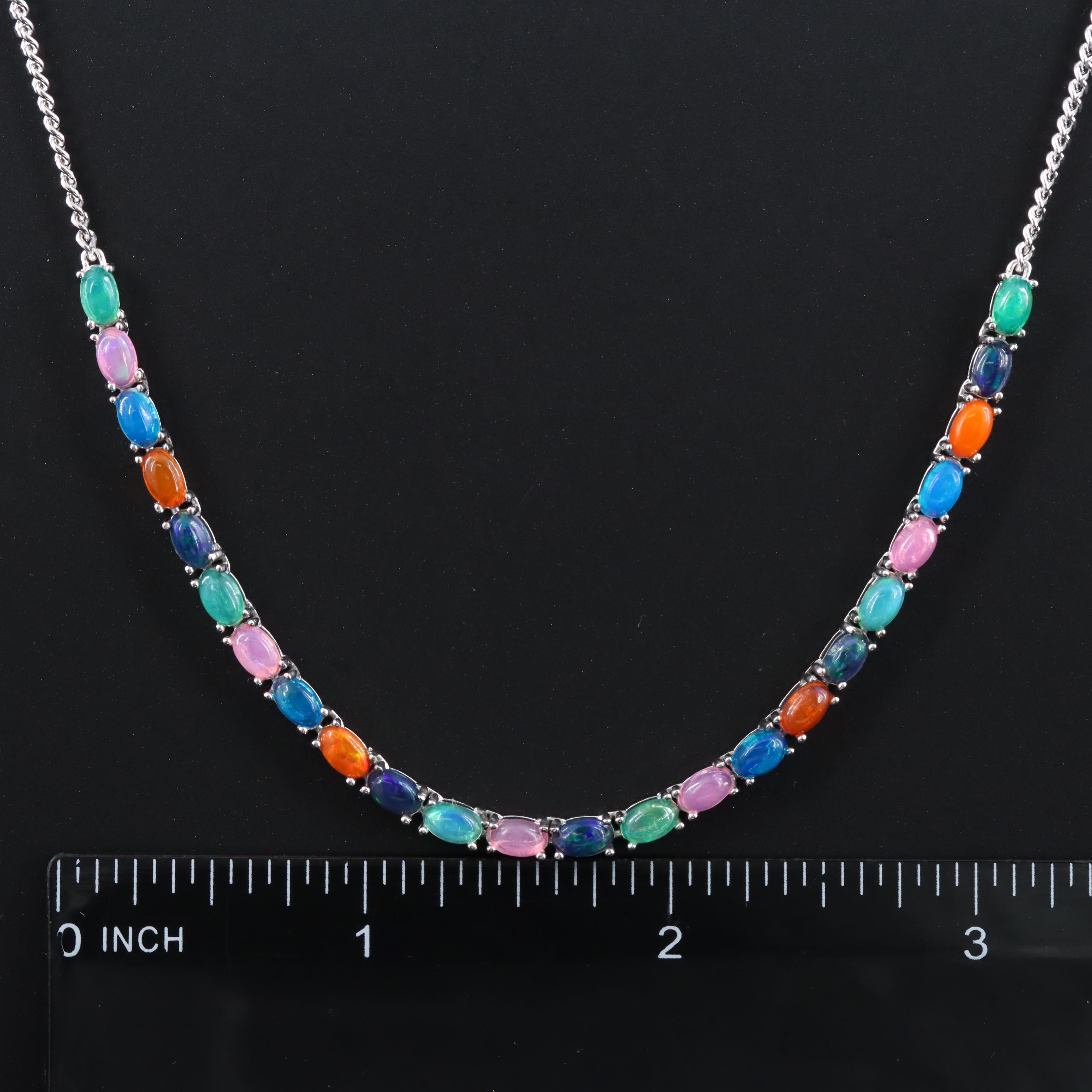 Sterling Multicolor Opal Necklace