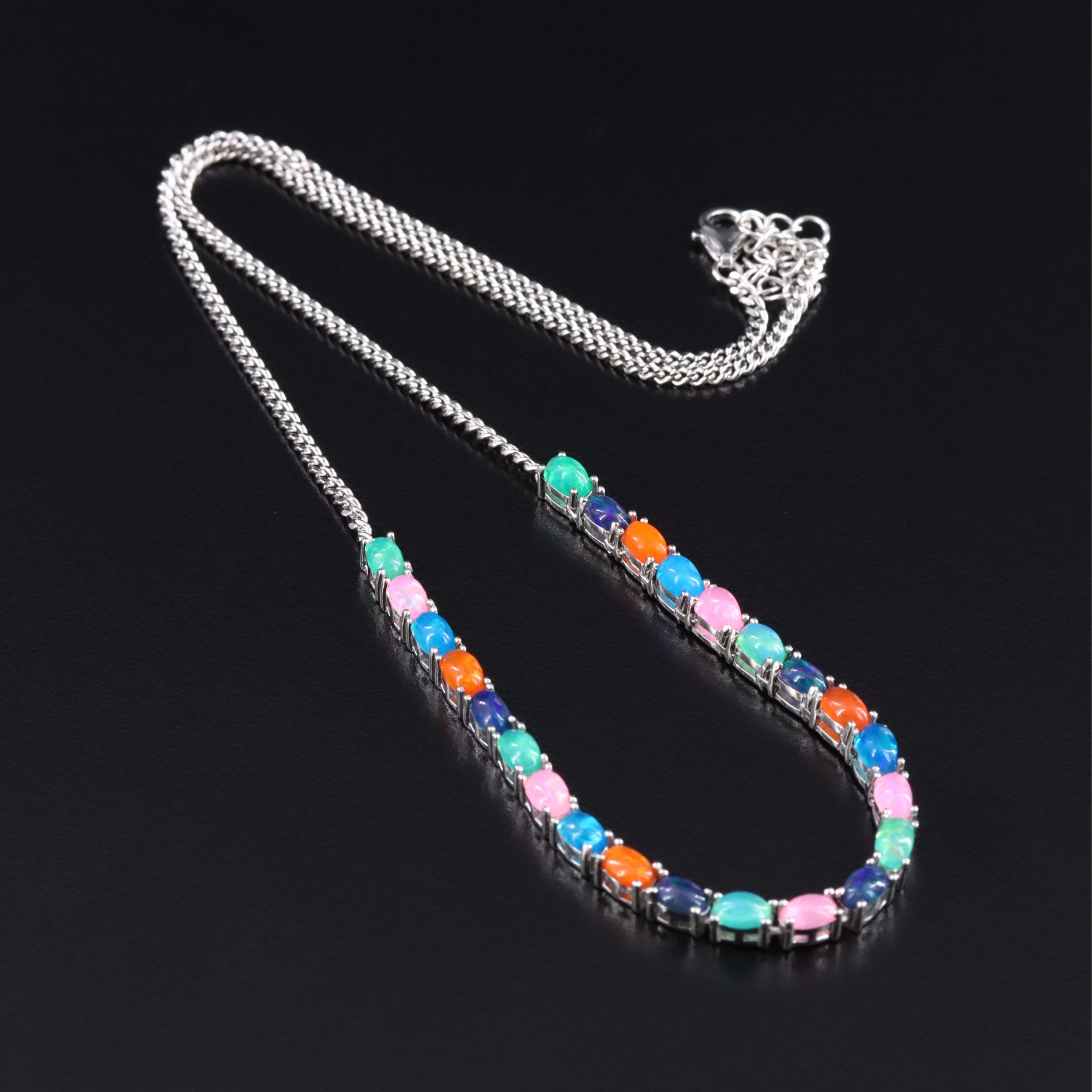 Sterling Multicolor Opal Necklace