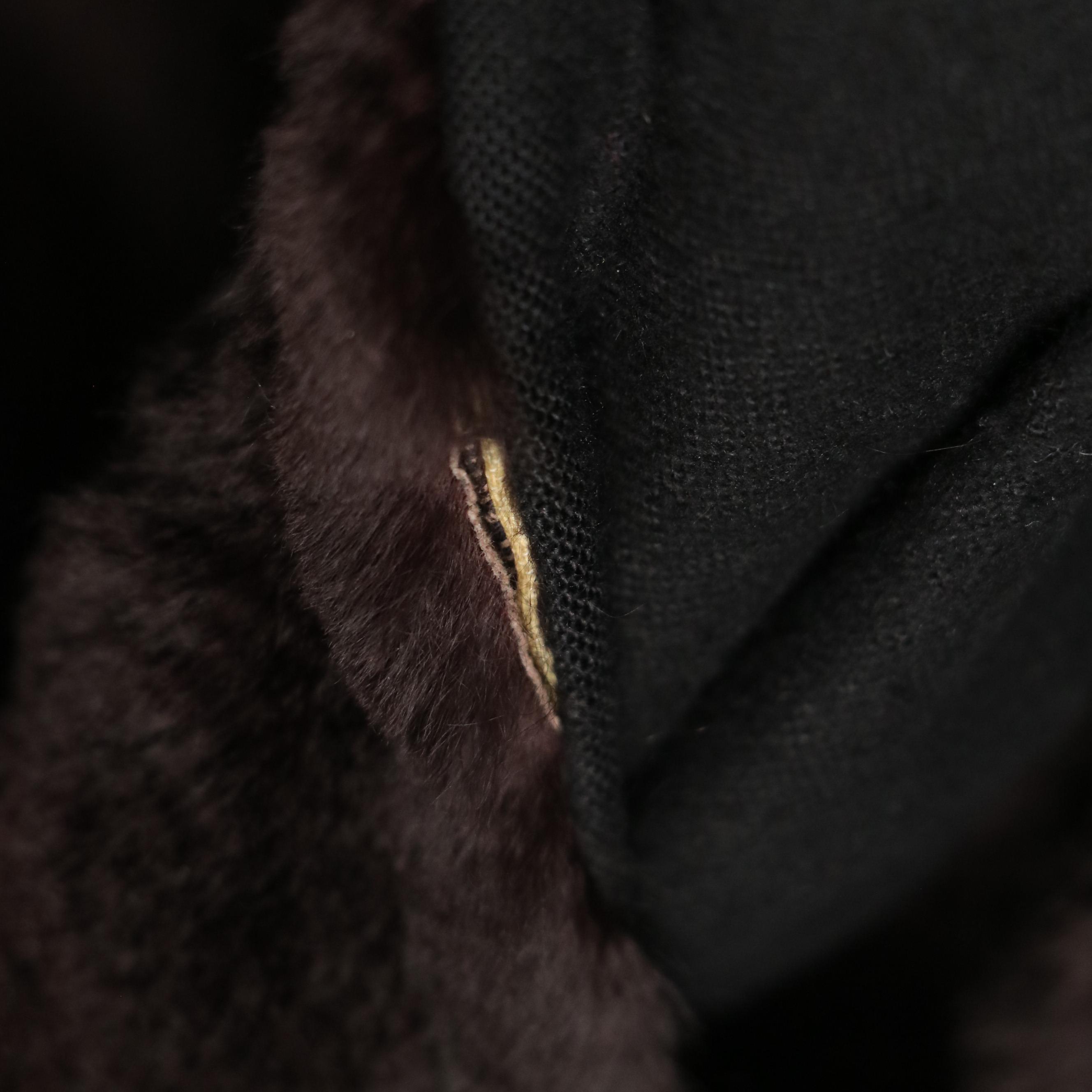 Reversible Sheared Beaver Fur/Leather Stroller Coat with Fox Fur Collar