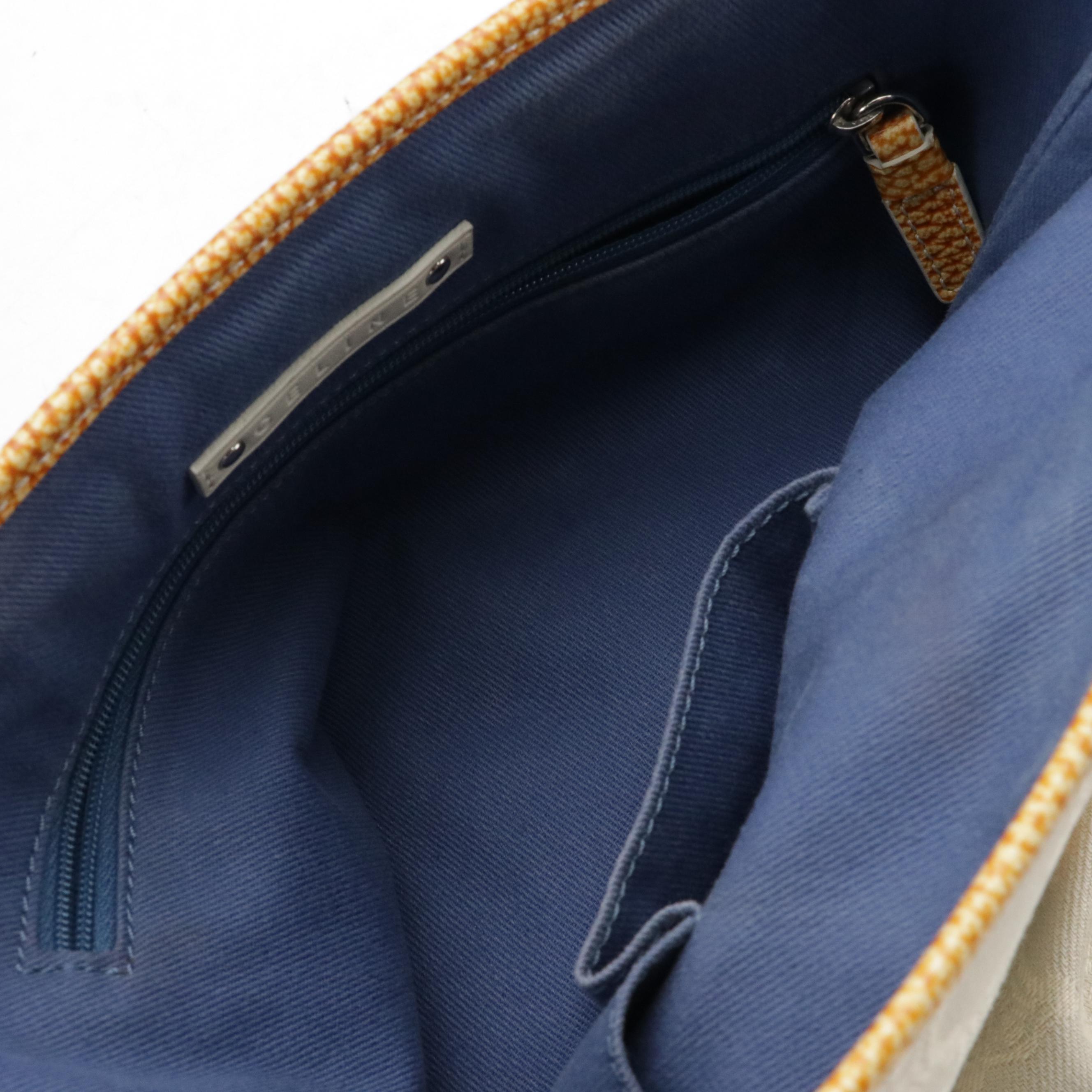 Celine Light Grey Macadam Canvas Tote Bag with Shiny Embossed Leather Trim