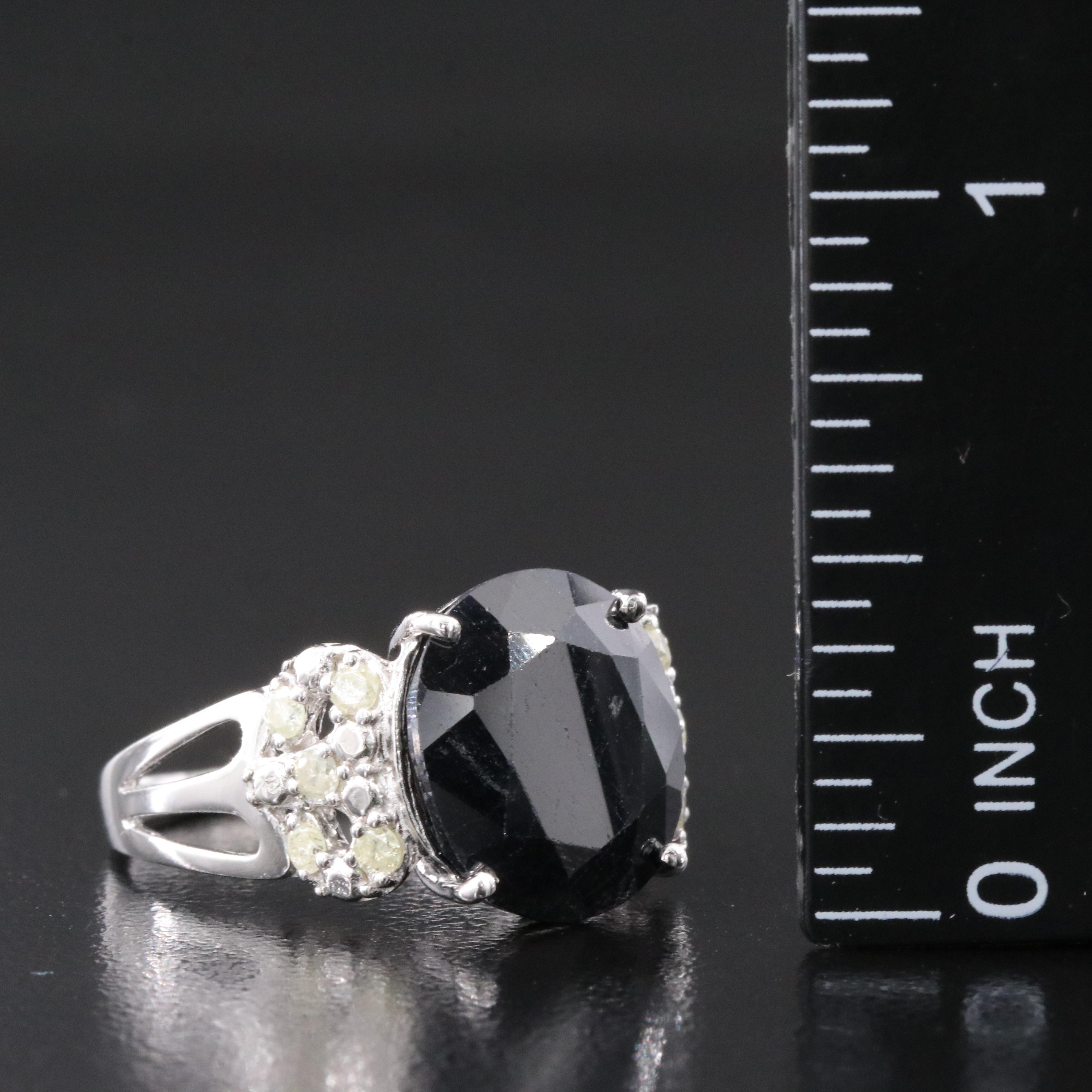 Oscar Friedman Sterling Sapphire and Diamond Ring