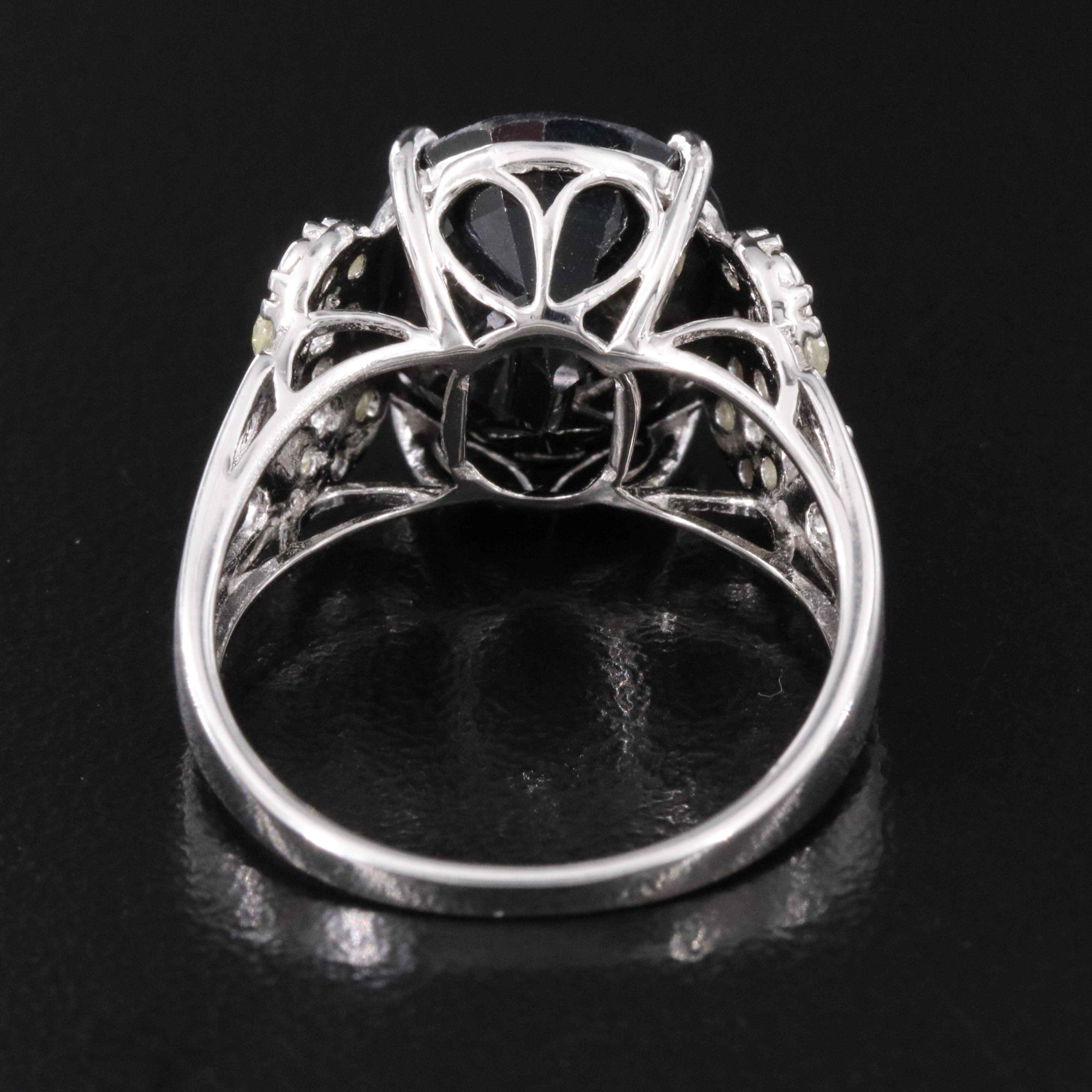 Oscar Friedman Sterling Sapphire and Diamond Ring