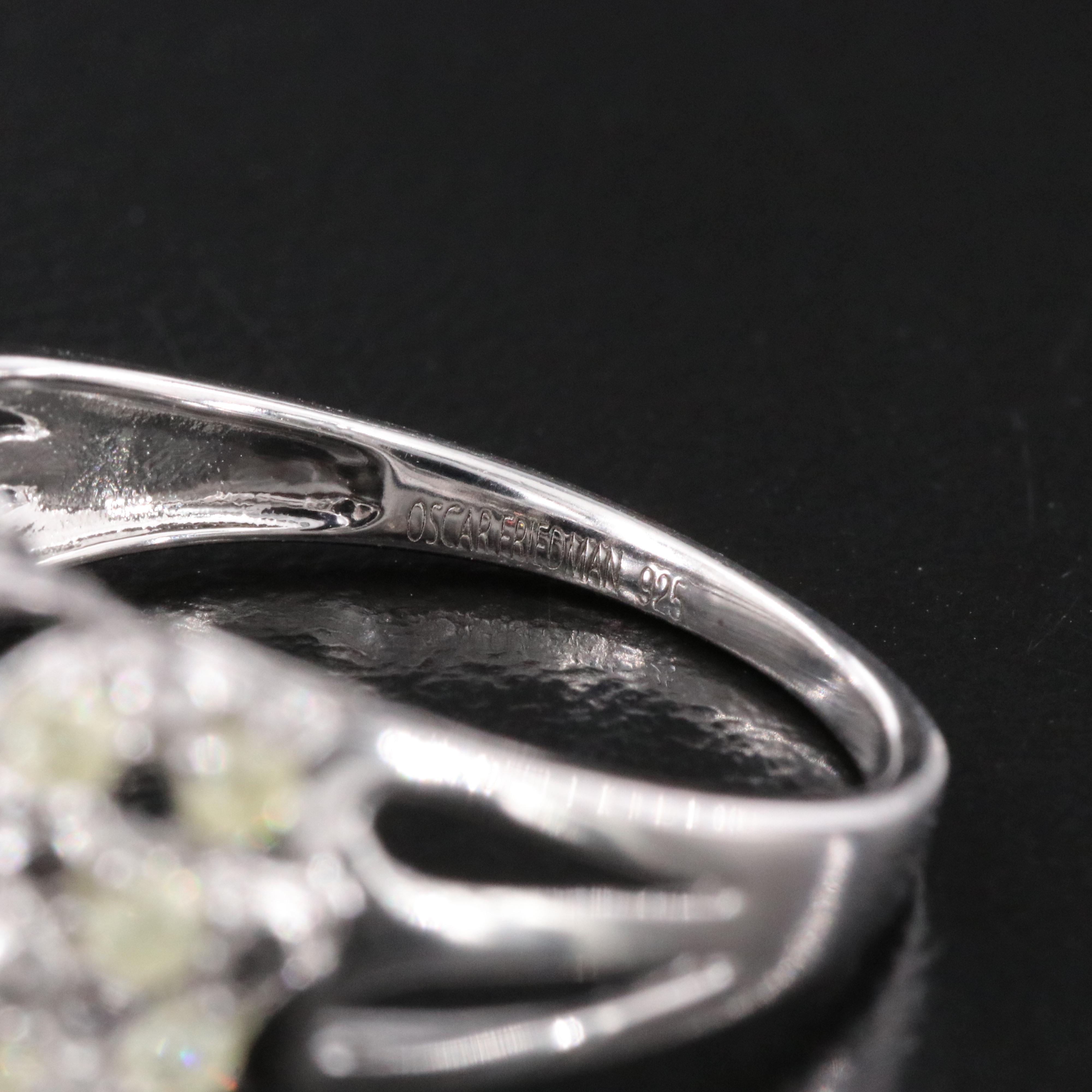 Oscar Friedman Sterling Sapphire and Diamond Ring