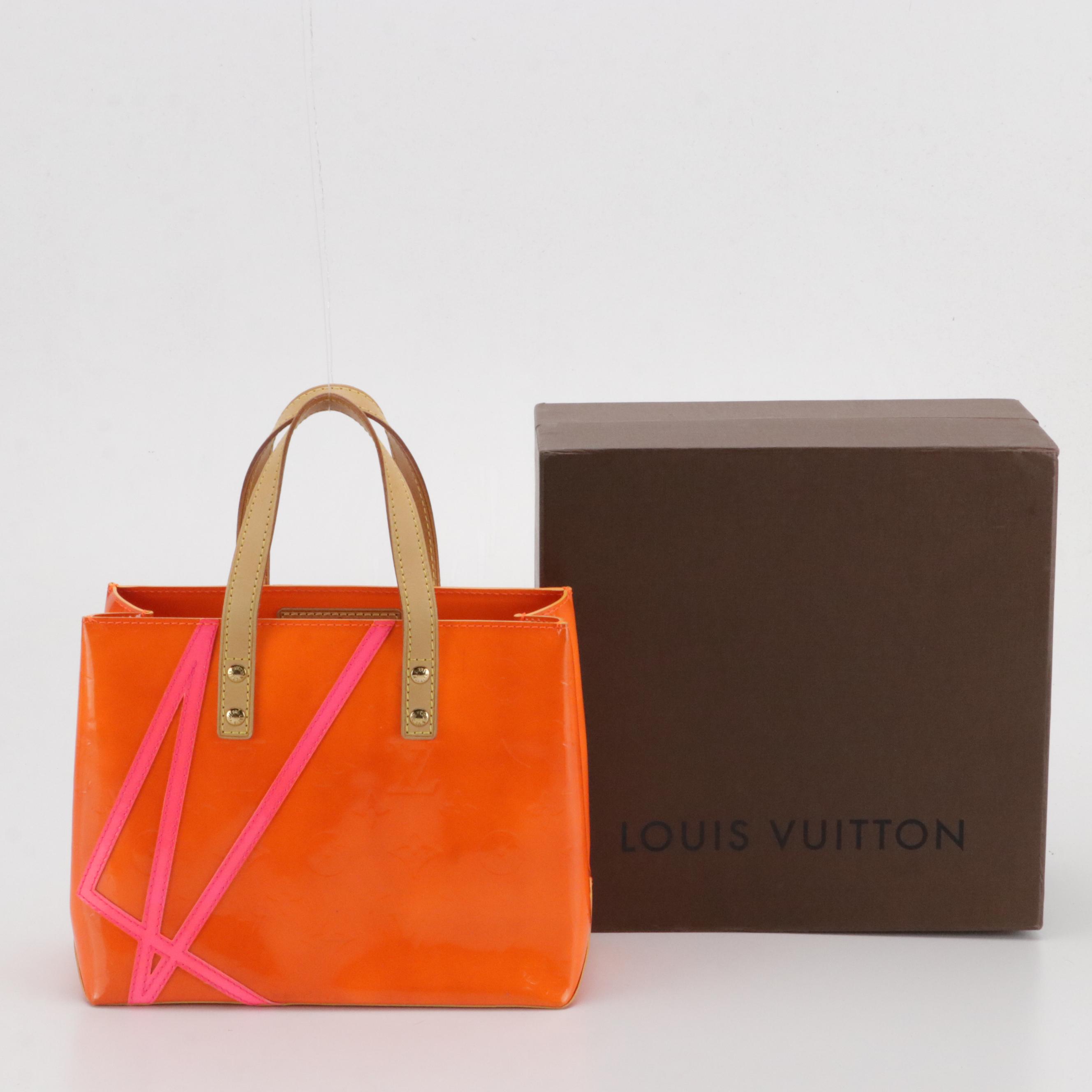 Louis Vuitton x Robert Wilson Reade PM Tote in Neon Orange/Pink Monogram Vernis