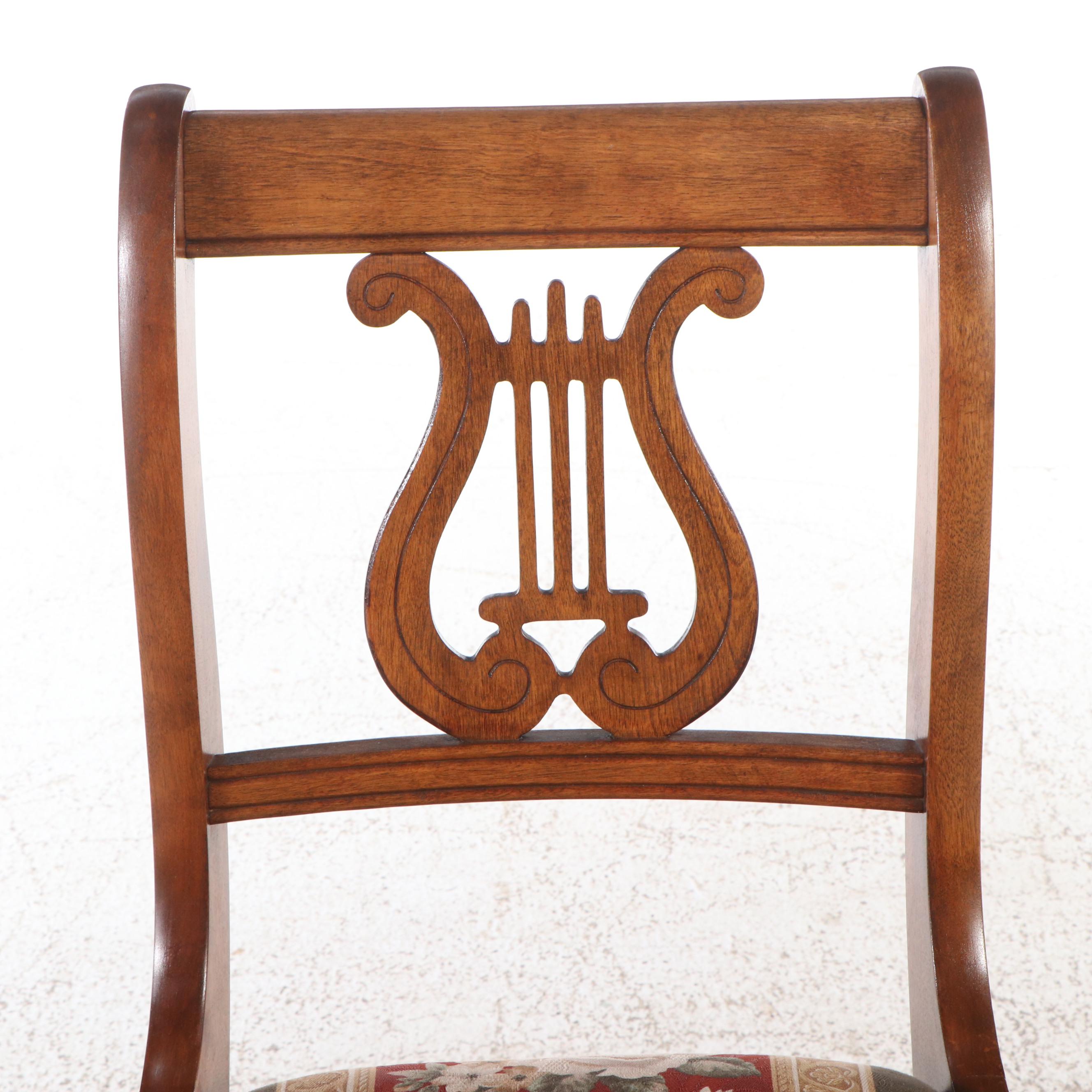 Pair of Duncan Phyfe Style Lyre-Back Side Chairs, 20th Century