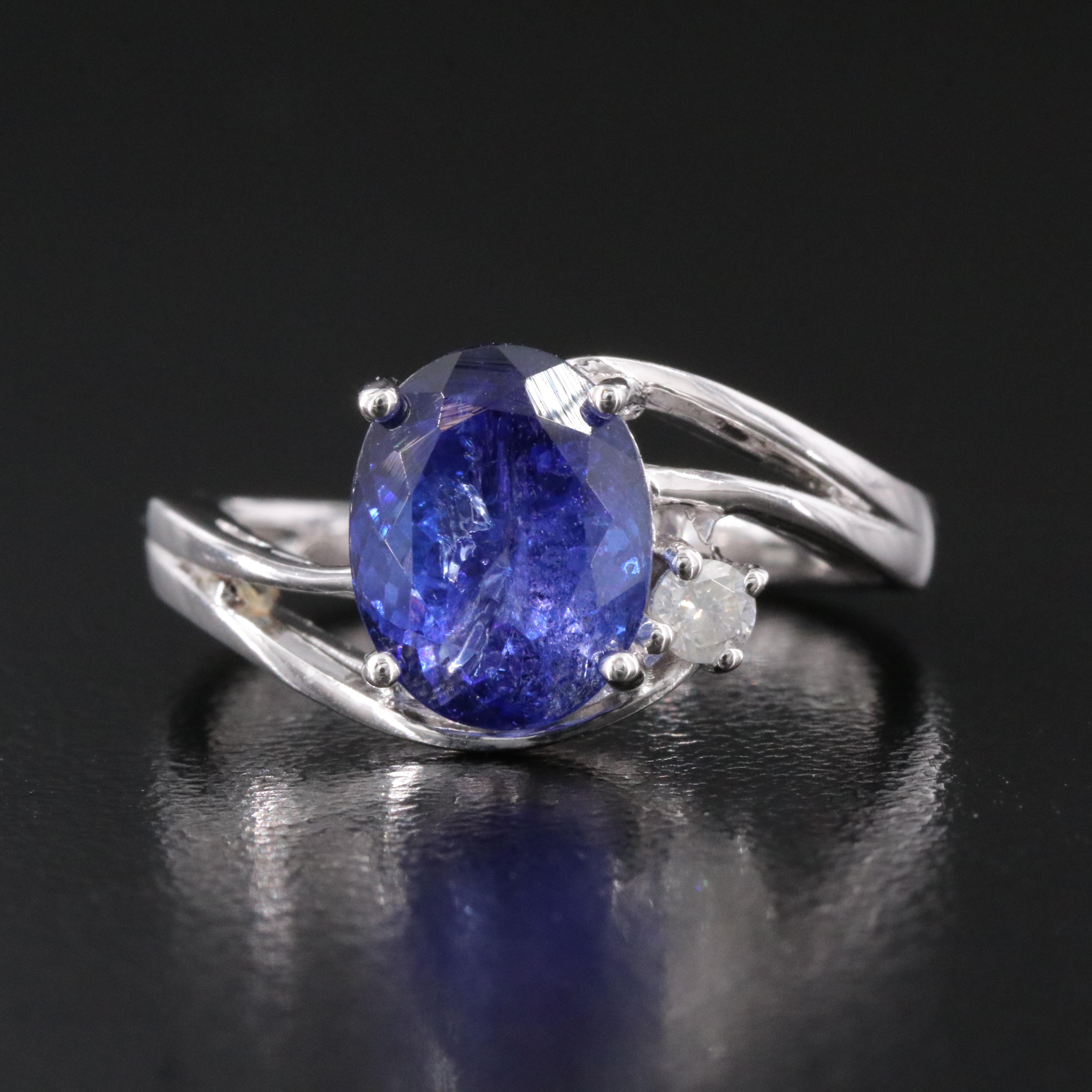Oscar Friedman Sterling Tanzanite and Diamond Ring