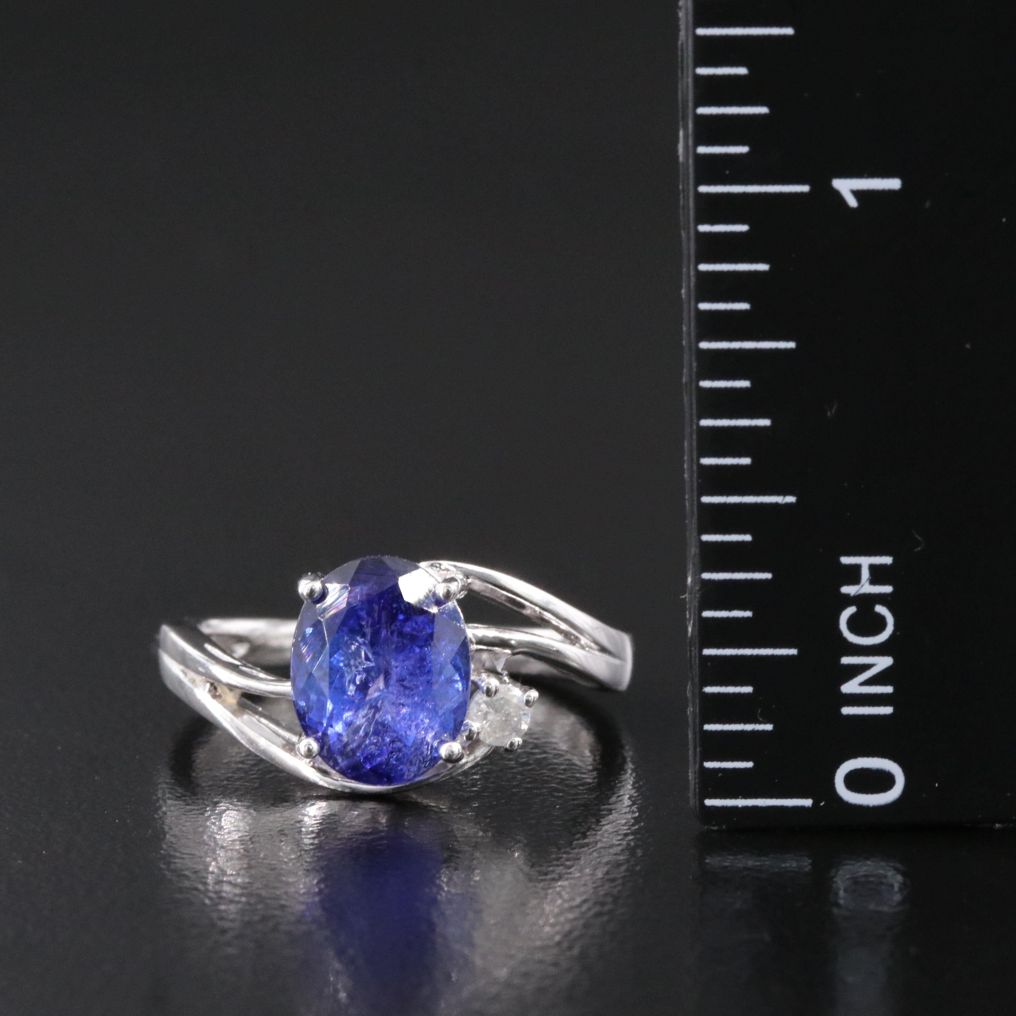 Oscar Friedman Sterling Tanzanite and Diamond Ring