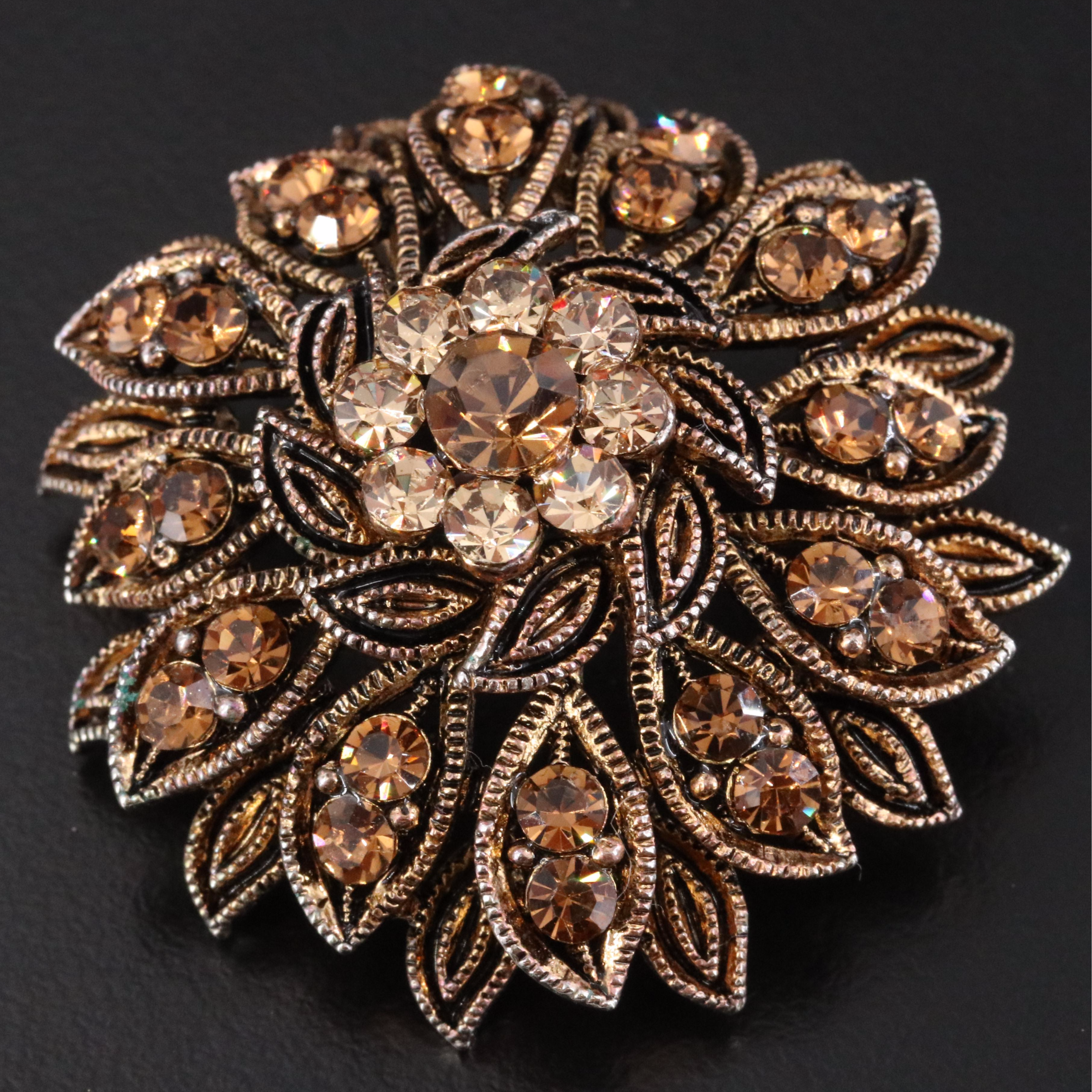 Rhinestone Floral Brooch
