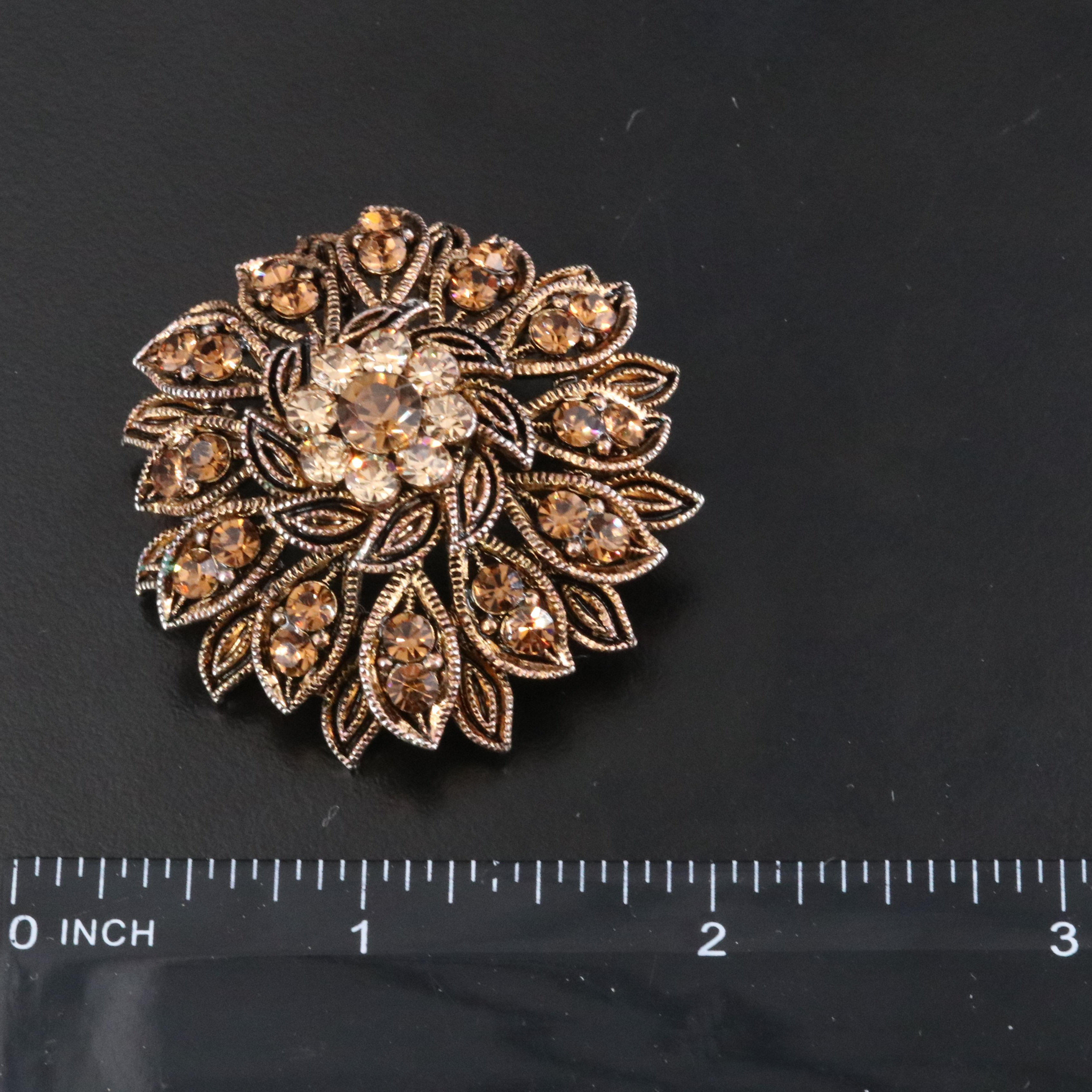 Rhinestone Floral Brooch