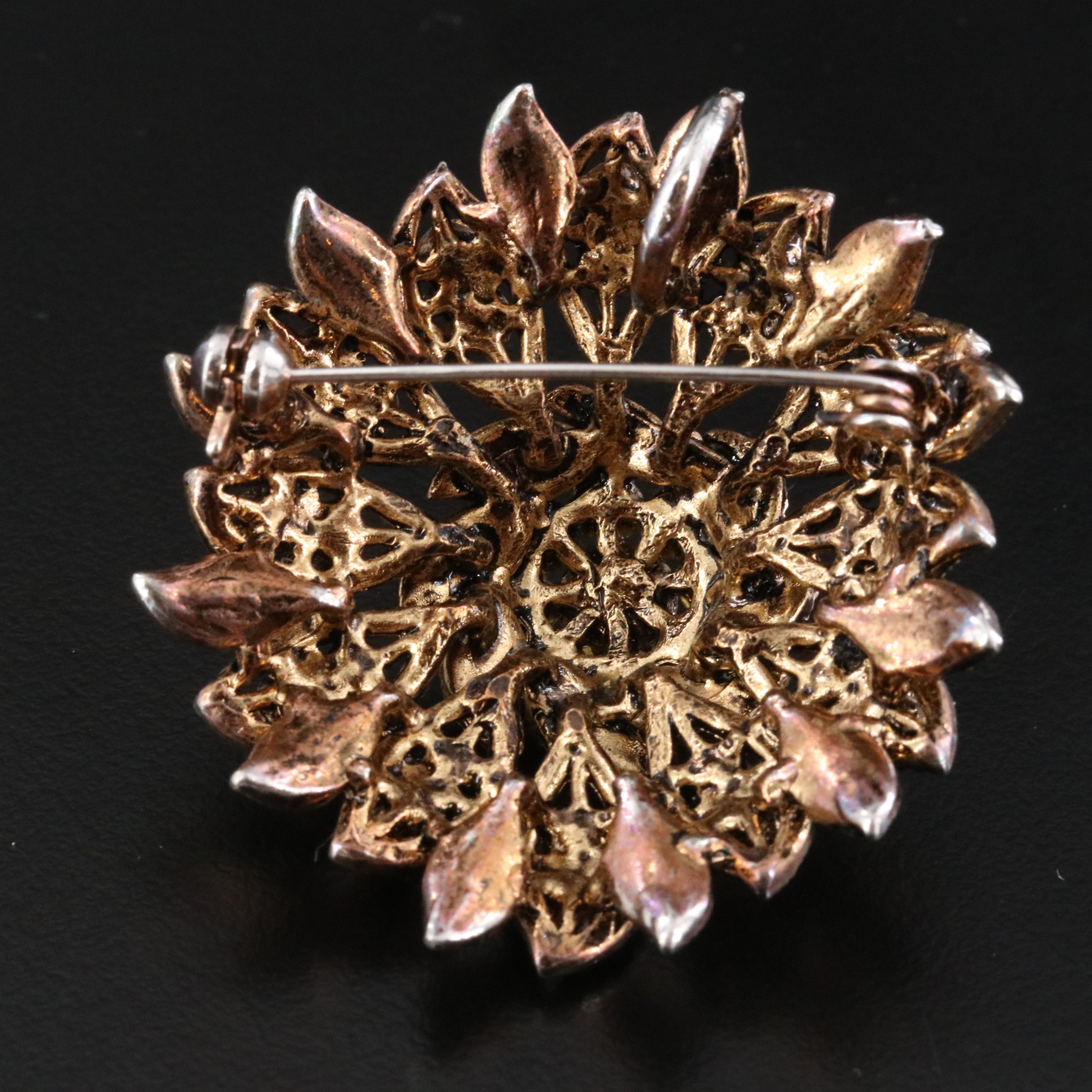Rhinestone Floral Brooch
