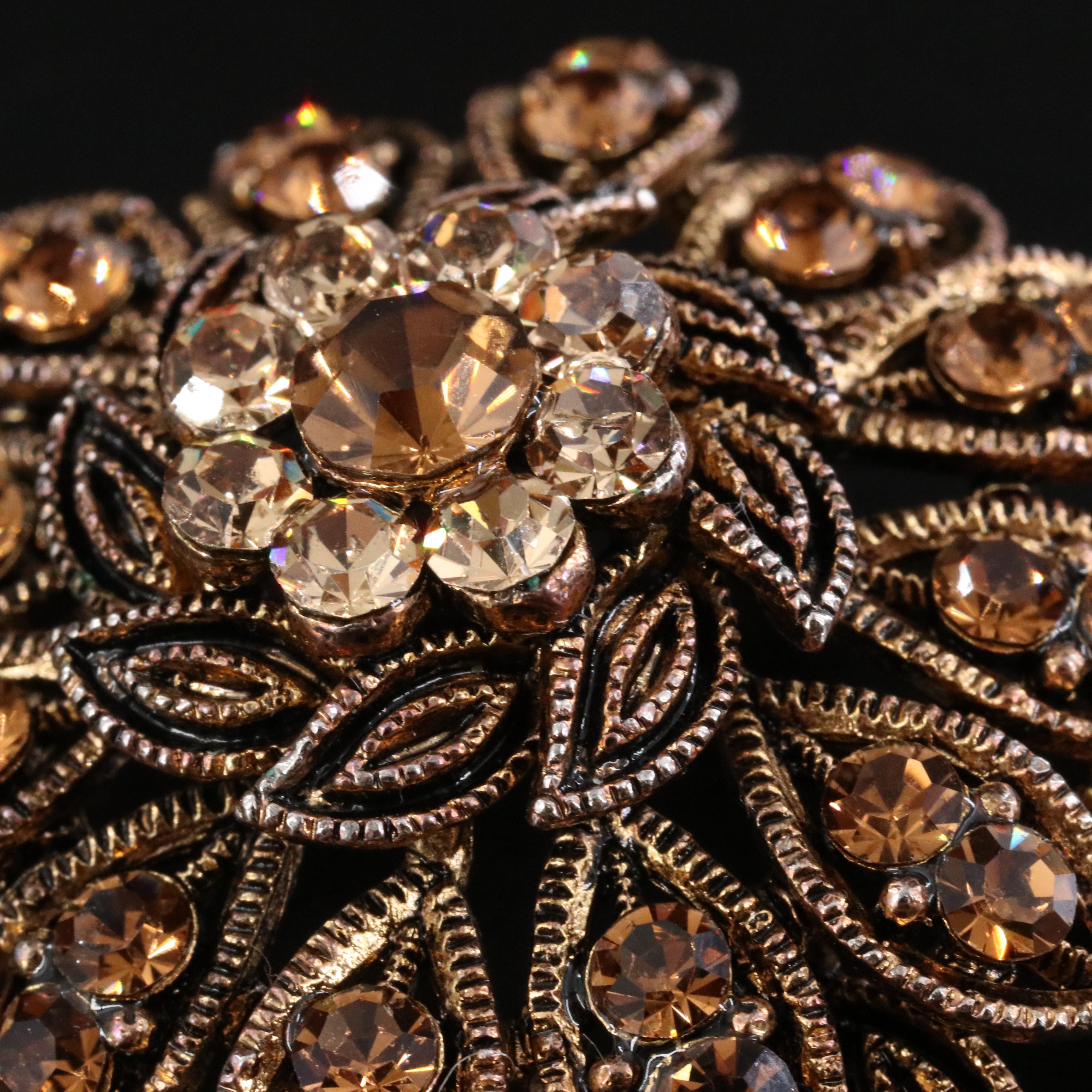 Rhinestone Floral Brooch