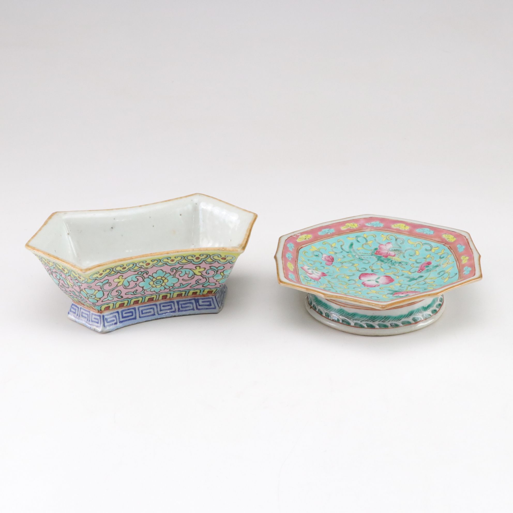 Chinese Famille Rose and Gilt Porcelain Dishes, Early to Mid 20th C.