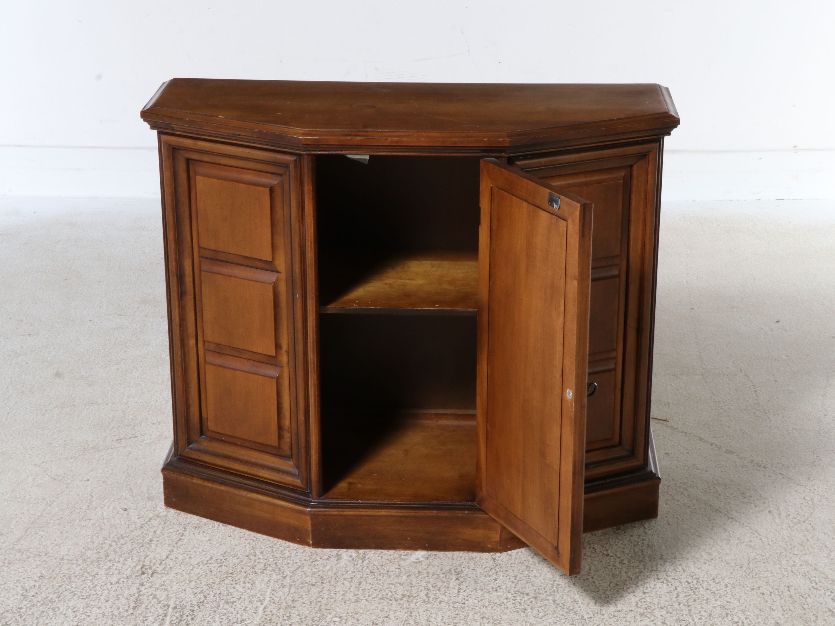 Butler Mediterranean Style Maple Console Cabinet with Mirror, 1960s