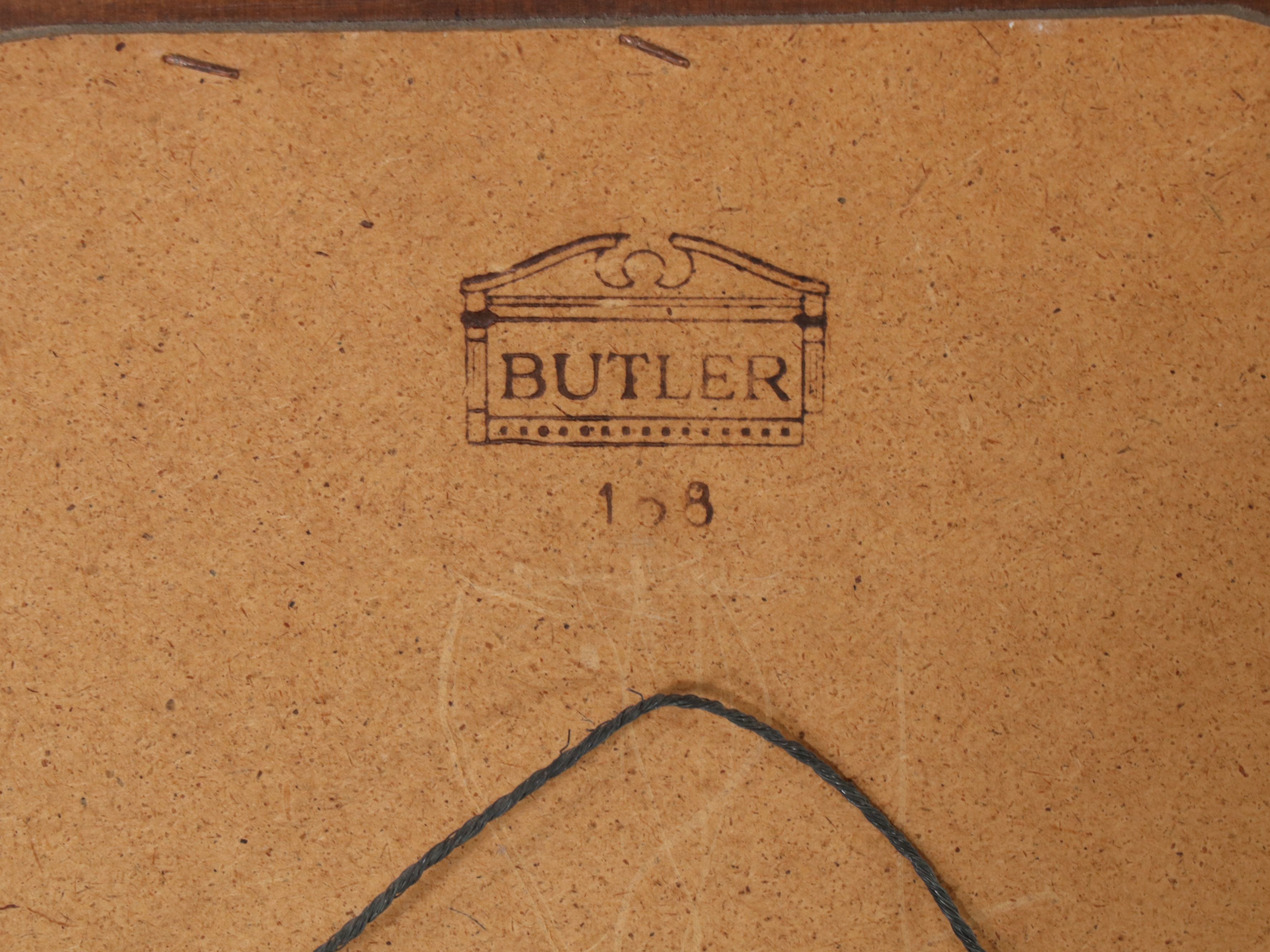 Butler Mediterranean Style Maple Console Cabinet with Mirror, 1960s