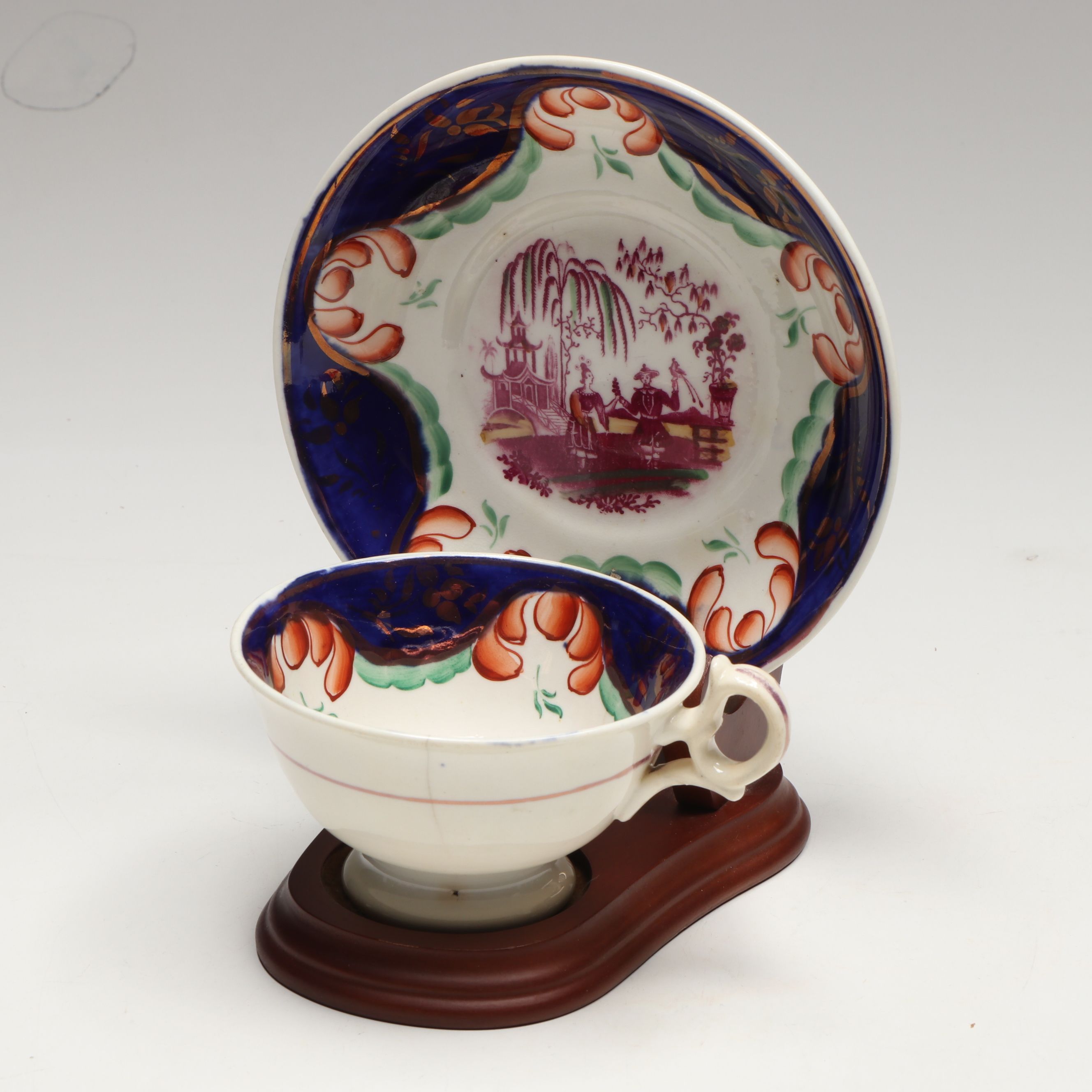 Mason's "Vista" and Other Egg Cups with Hand-Painted Antique Tea Cup Sets