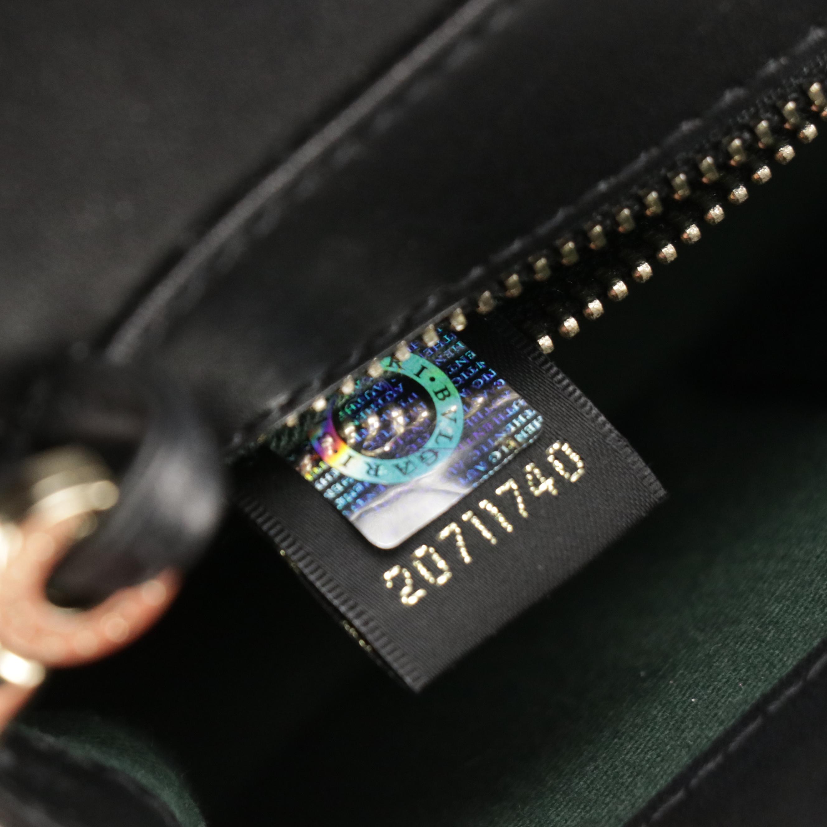 BVLGARI Serpenti Forever Front-Flap Shoulder Bag in Black Lambskin Leather