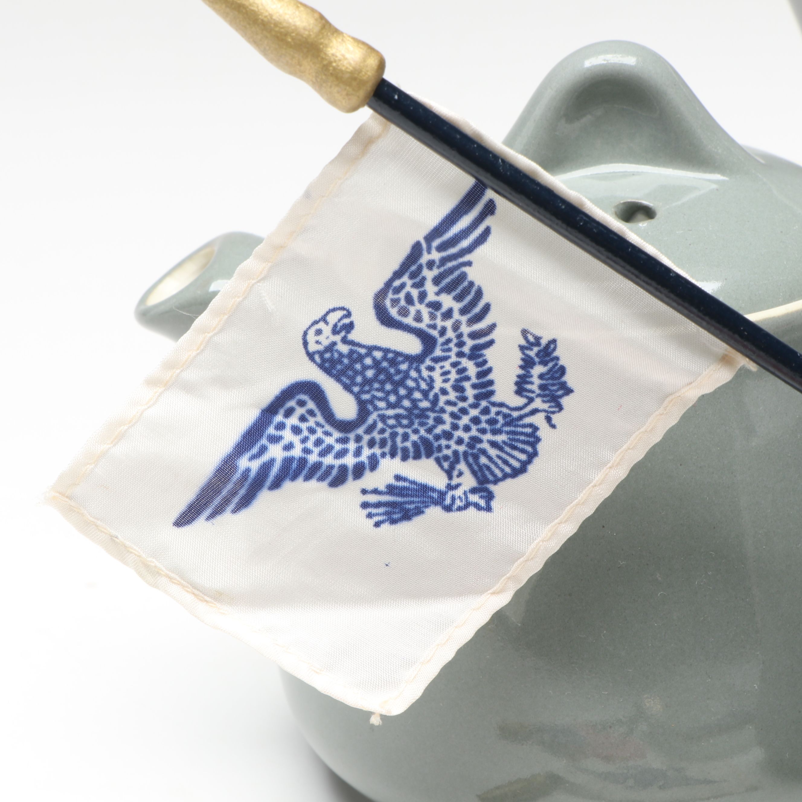 SS United States Photographic Dish with Hall China Tea/Coffee Service and Flags