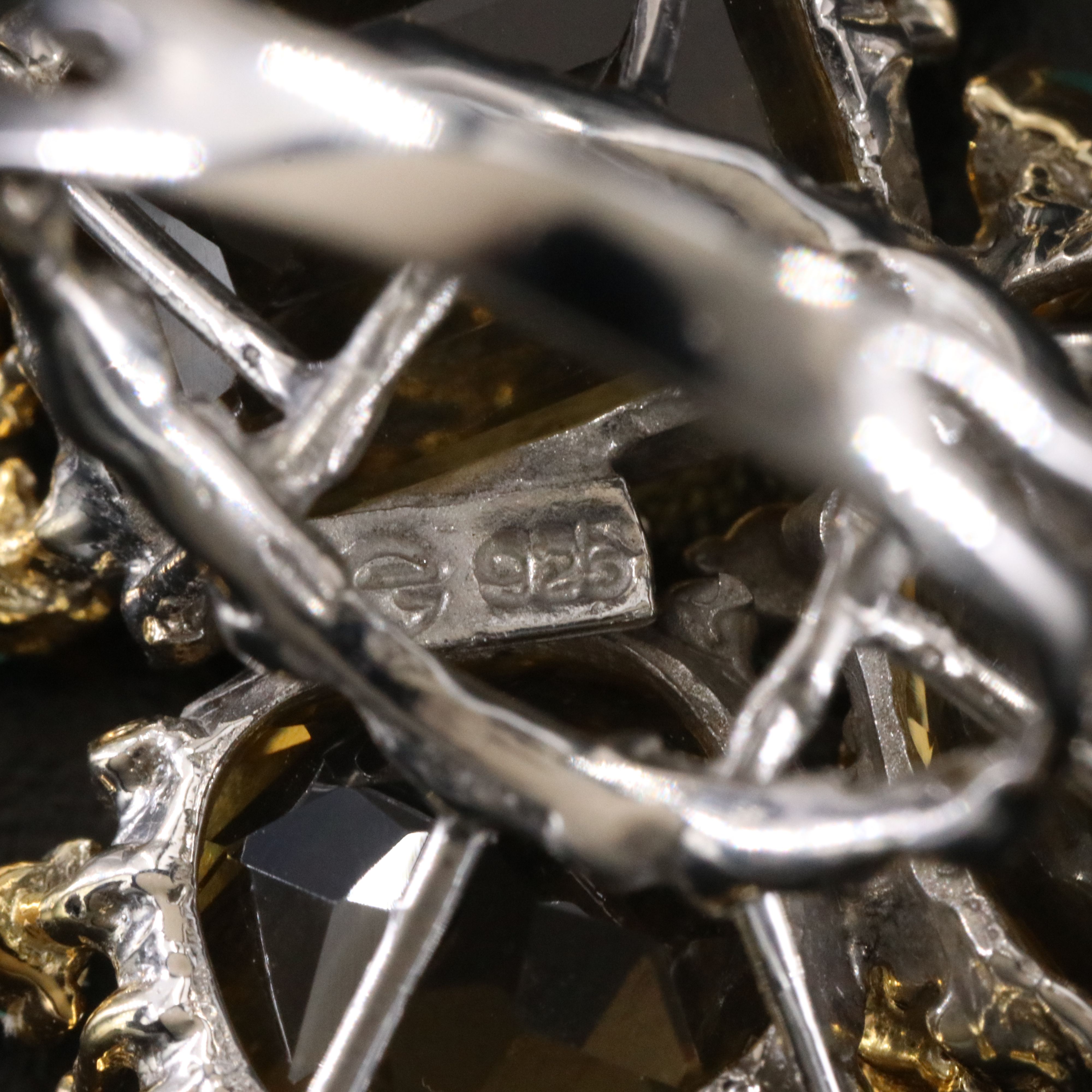 Sterling Citrine and Emerald Ring