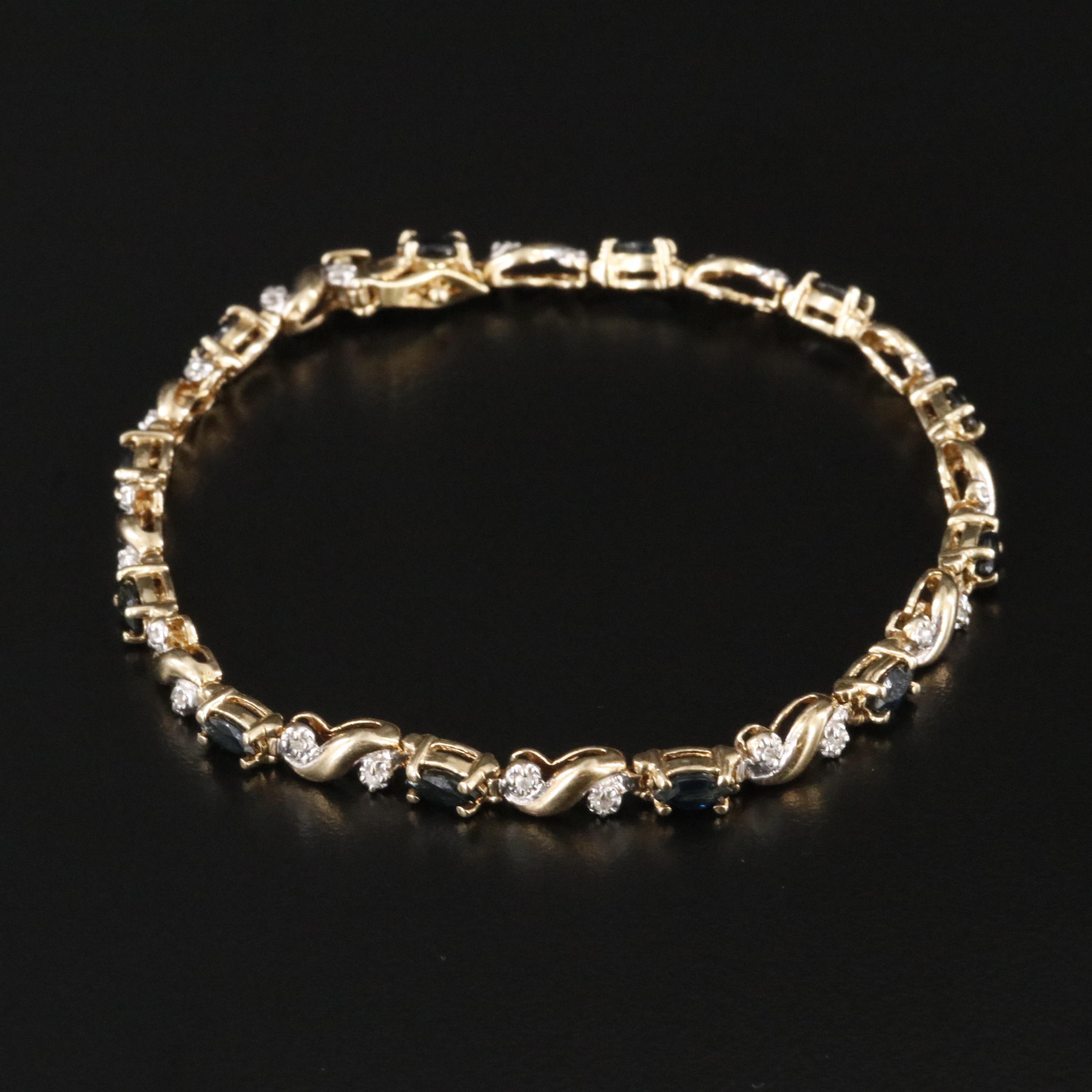 10K Sapphire and Diamond Bracelet