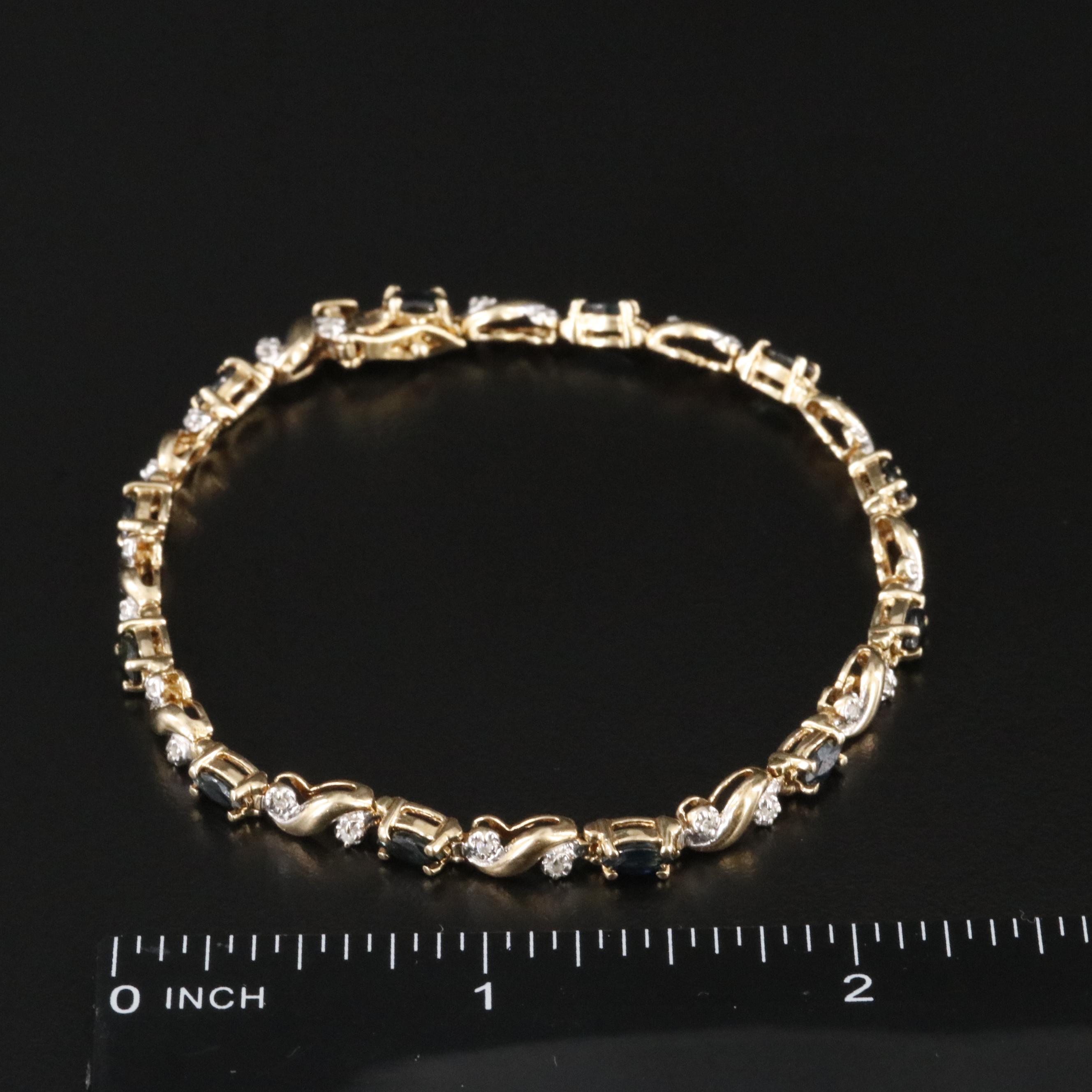 10K Sapphire and Diamond Bracelet
