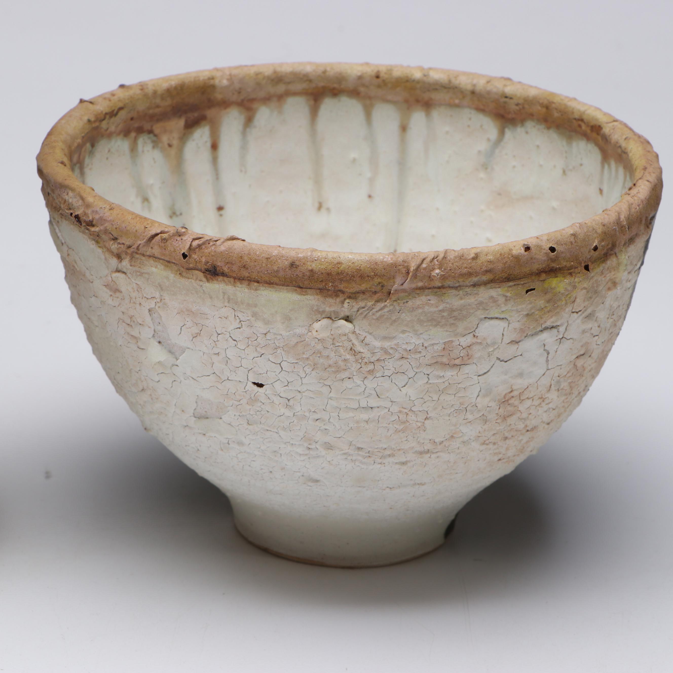 Rustic Japanese Style Vase and Bowl with French Quimper Teacup Set and Owls