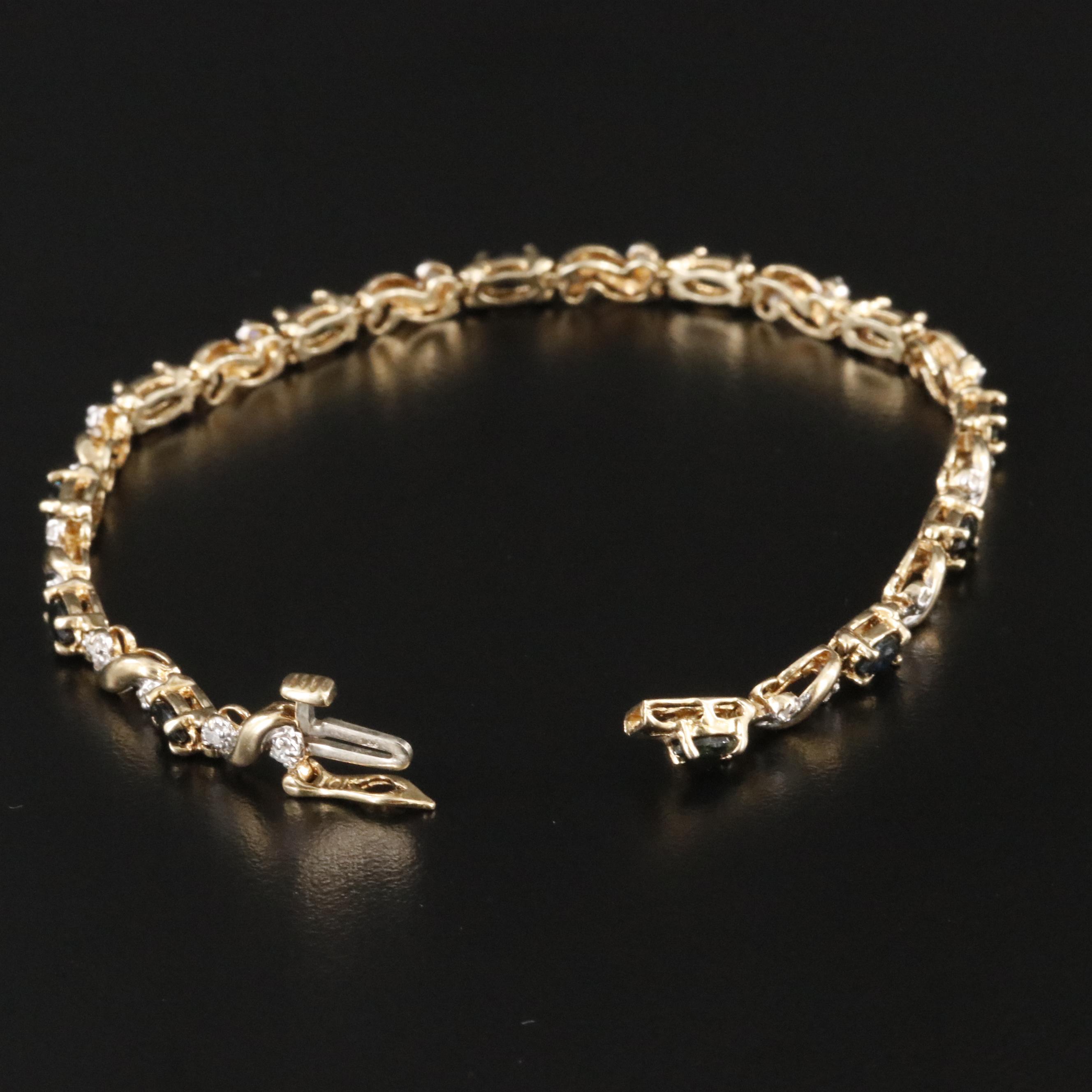 10K Sapphire and Diamond Bracelet
