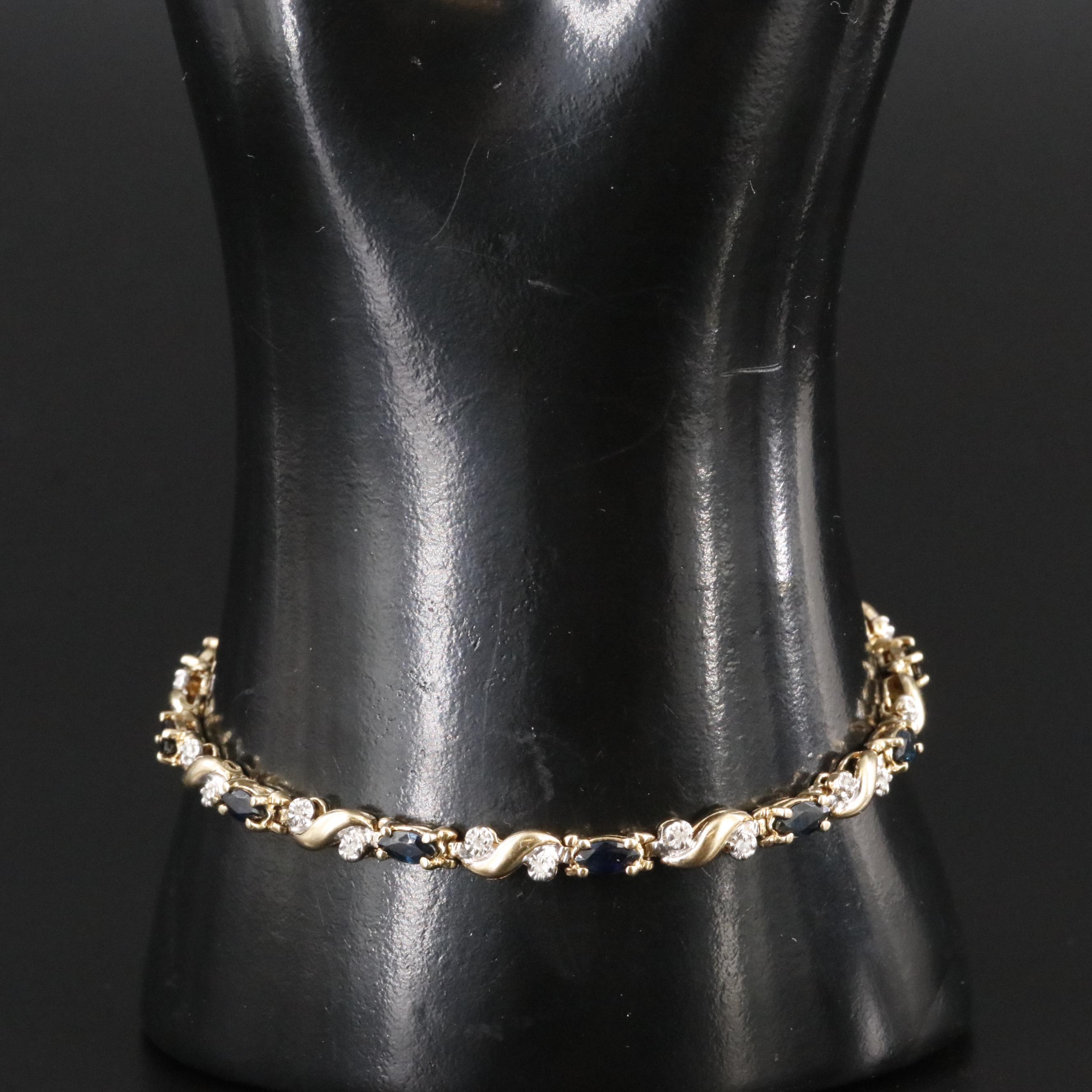 10K Sapphire and Diamond Bracelet