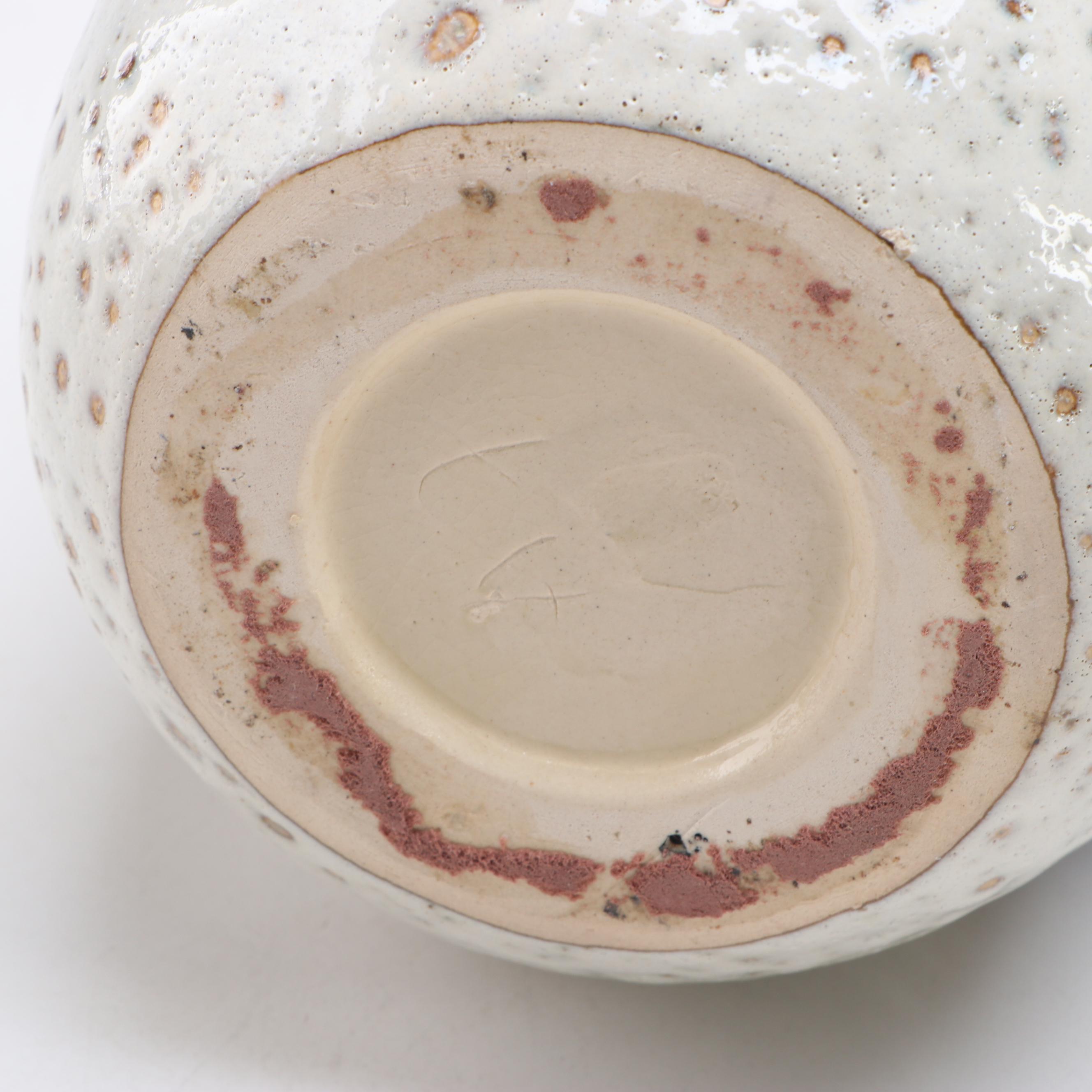 Rustic Japanese Style Vase and Bowl with French Quimper Teacup Set and Owls