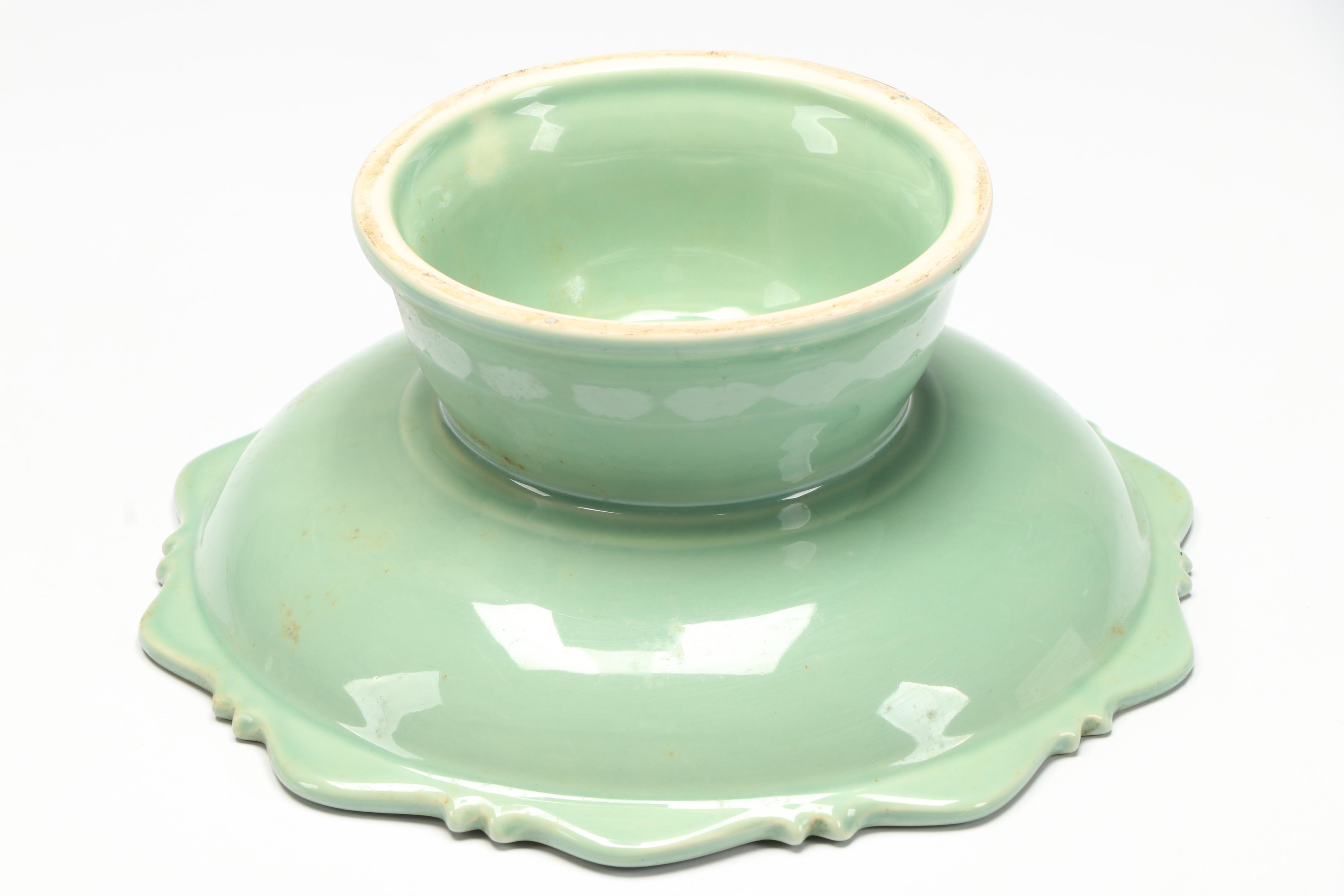 Thai Celadon Pedestal Bowls with "Love Brunch" Cookbook
