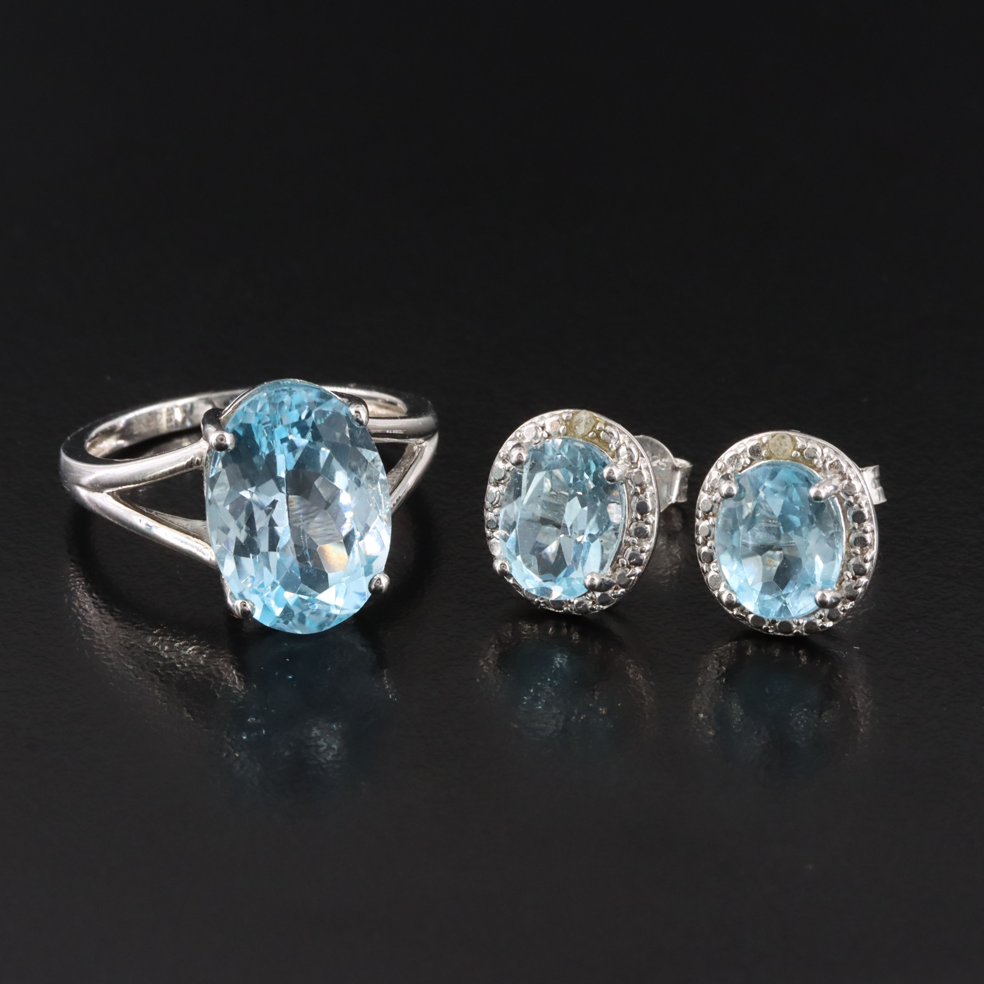 Sterling Topaz Ring and Earrings