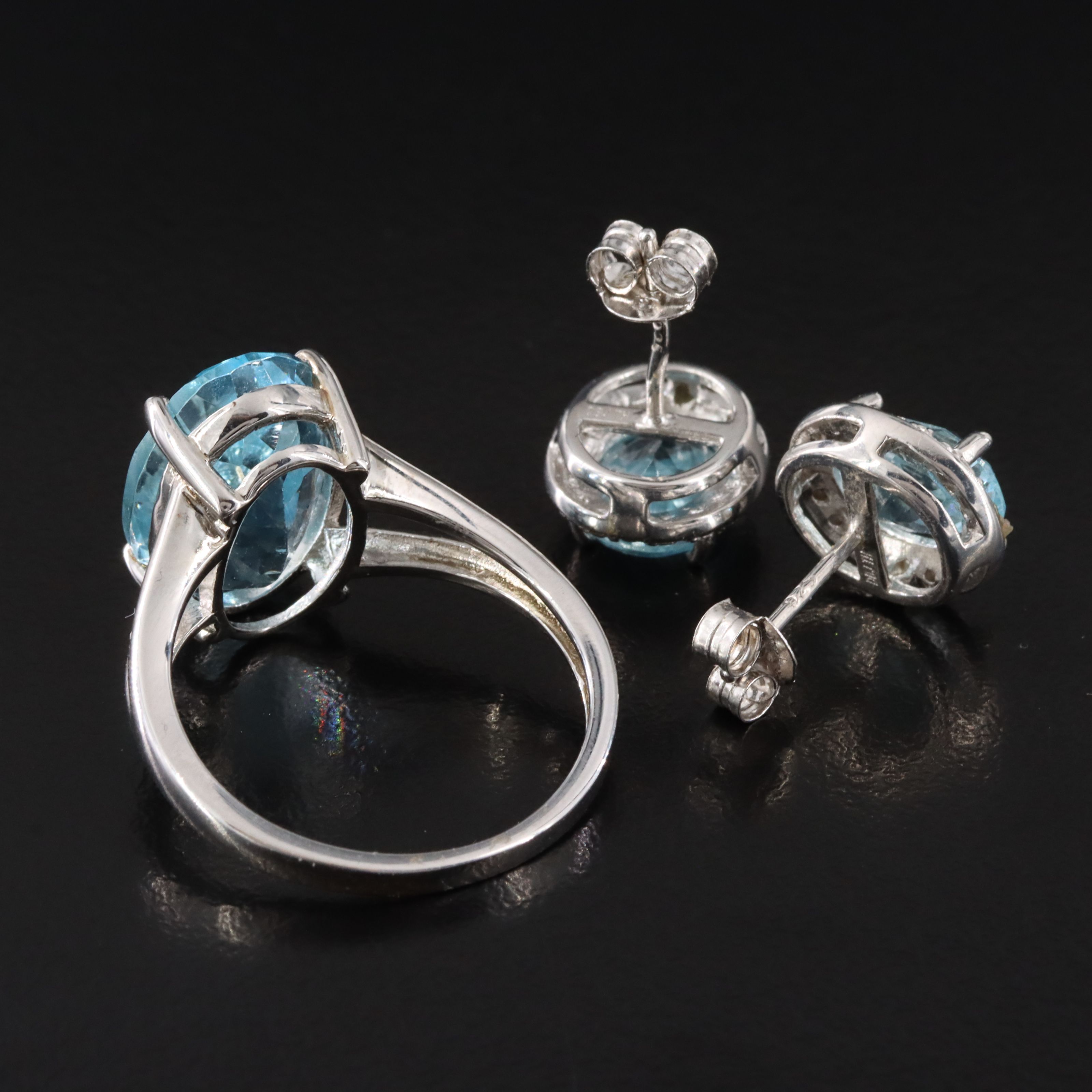 Sterling Topaz Ring and Earrings