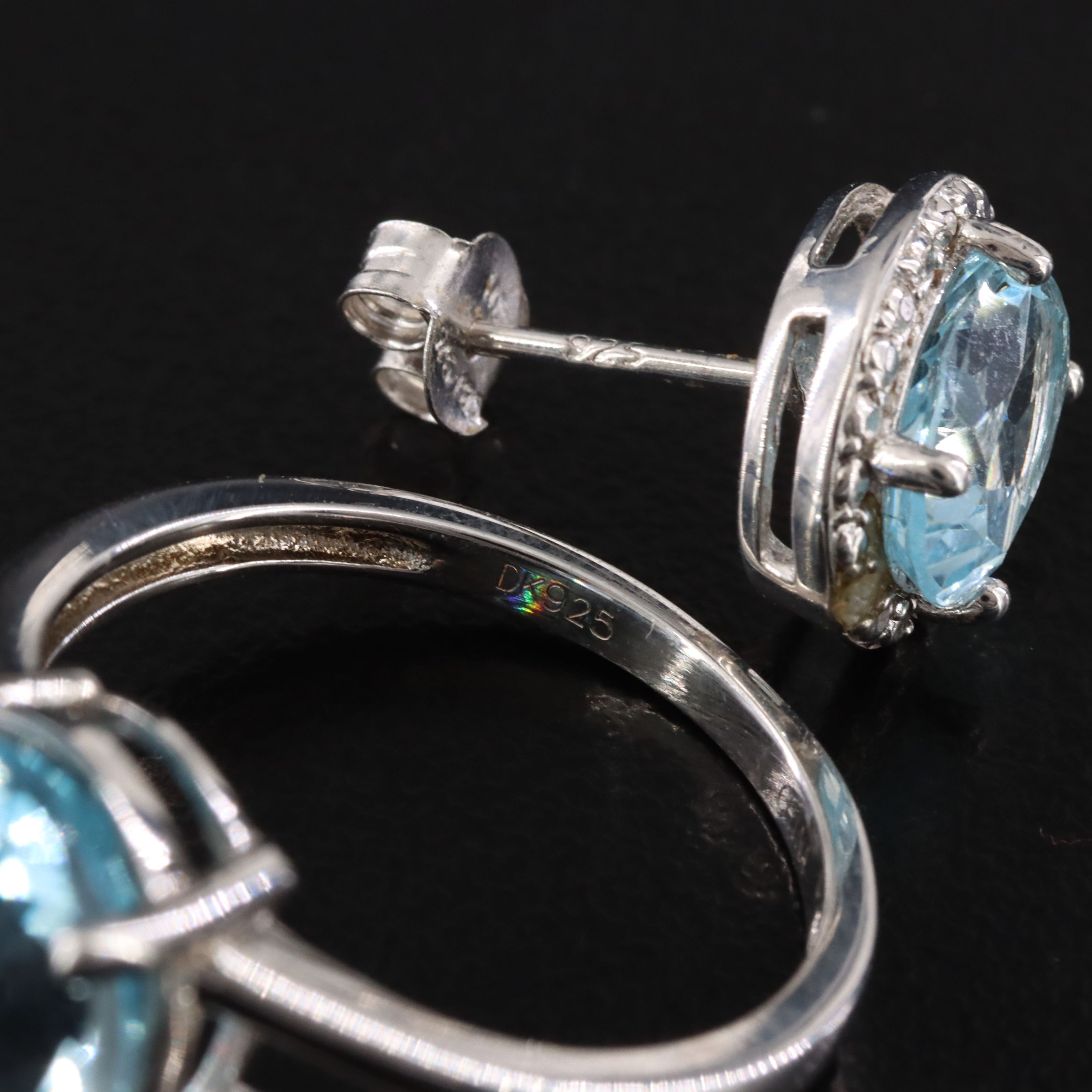 Sterling Topaz Ring and Earrings