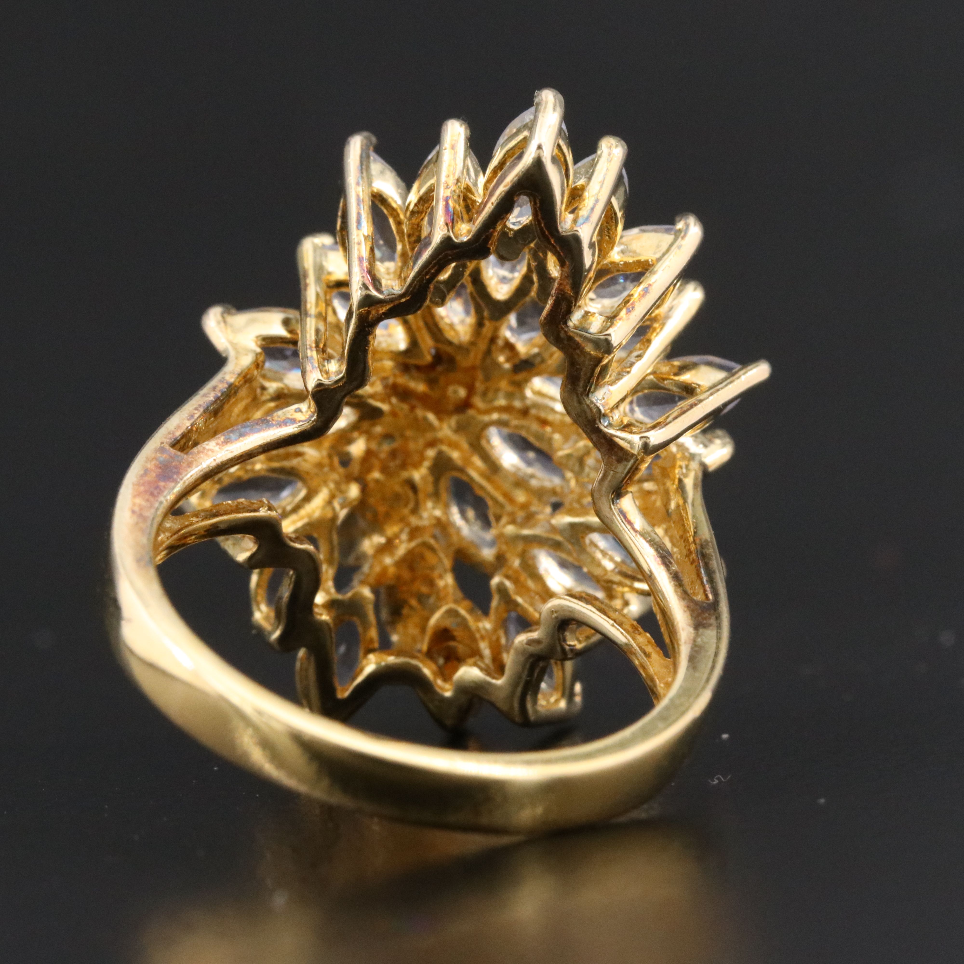 Sterling Glass and Diamond Ring