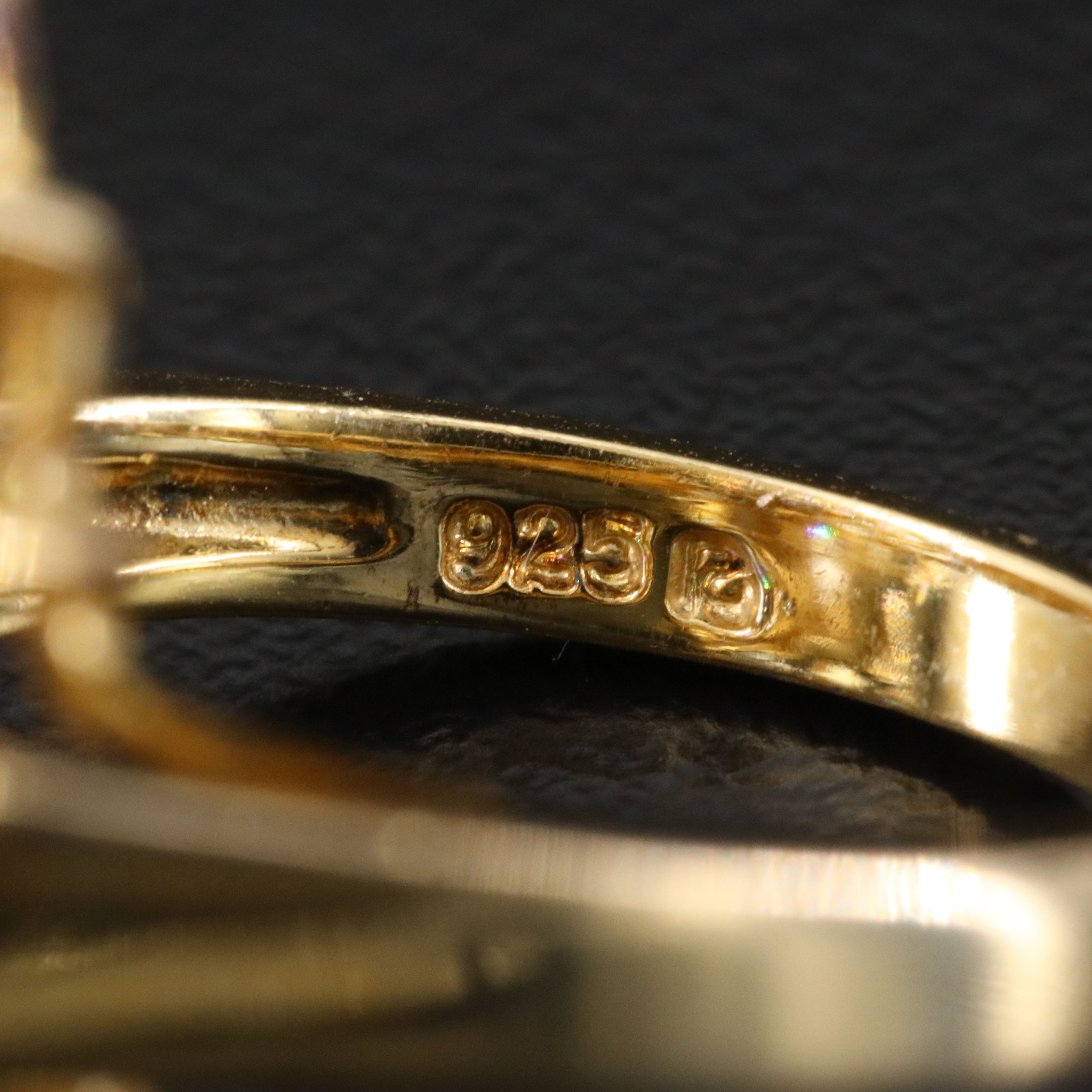 Sterling Glass and Diamond Ring