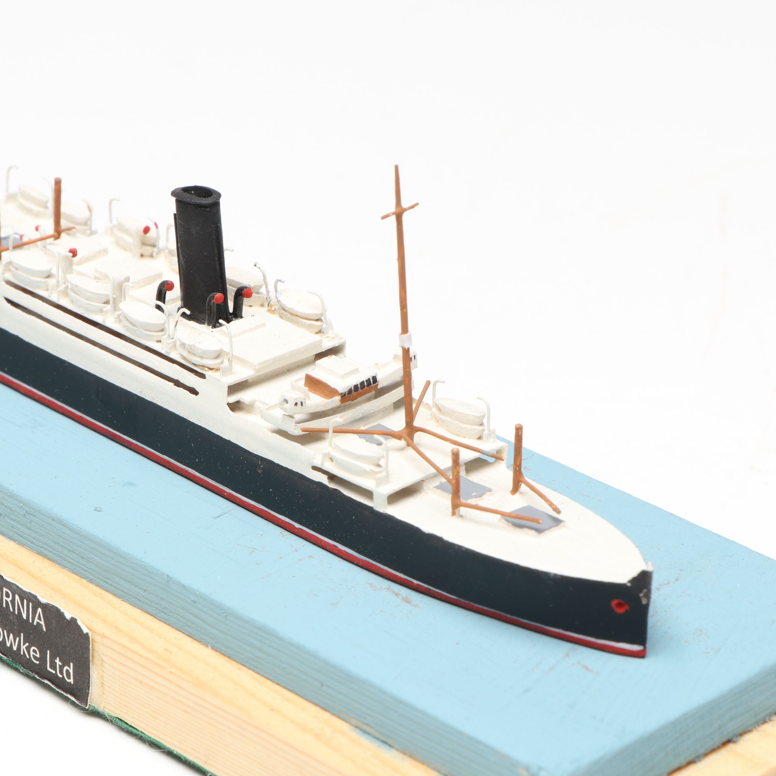 Bassett-Lowke Wooden "SS California" with Other Hand-Painted Metal Ship Models