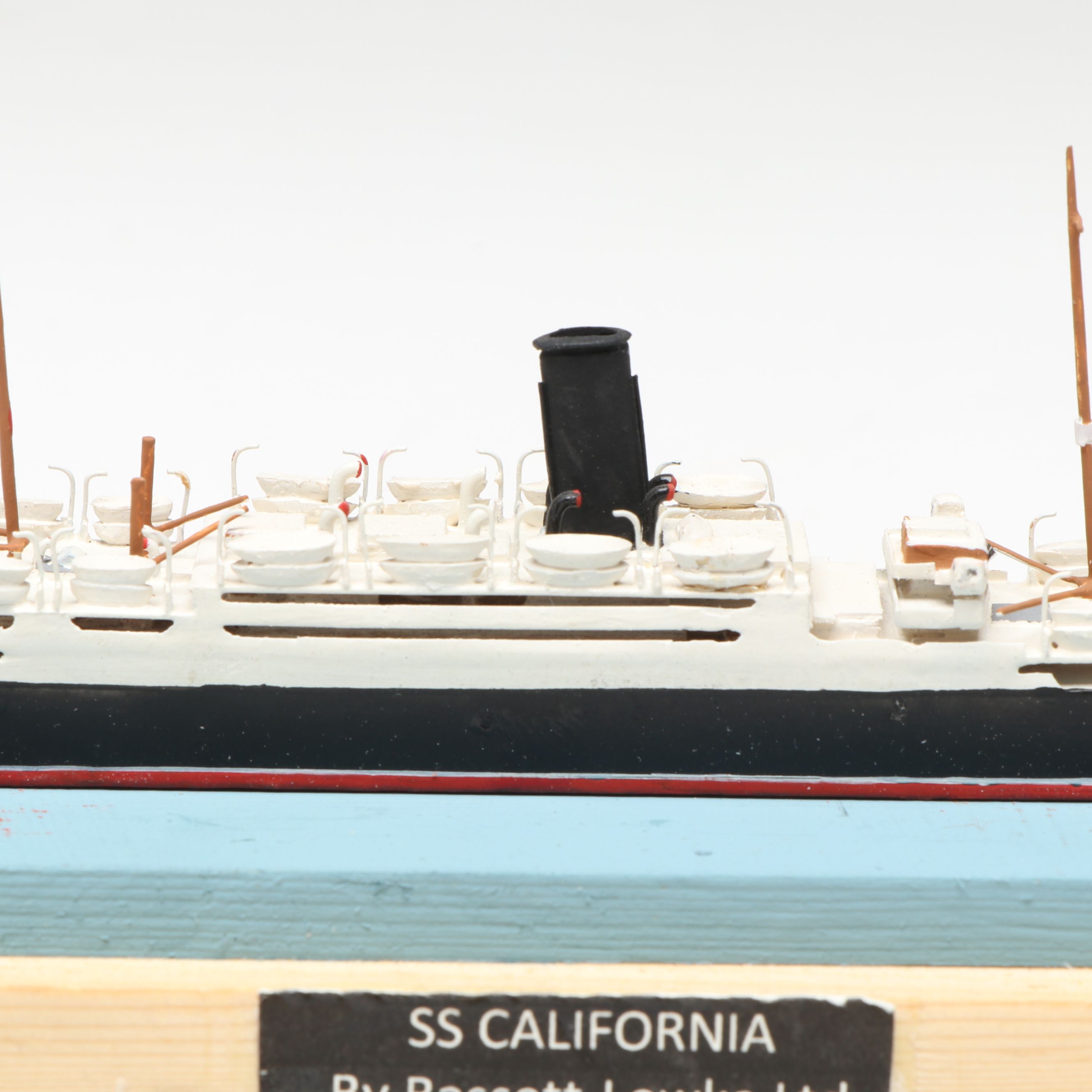 Bassett-Lowke Wooden "SS California" with Other Hand-Painted Metal Ship Models
