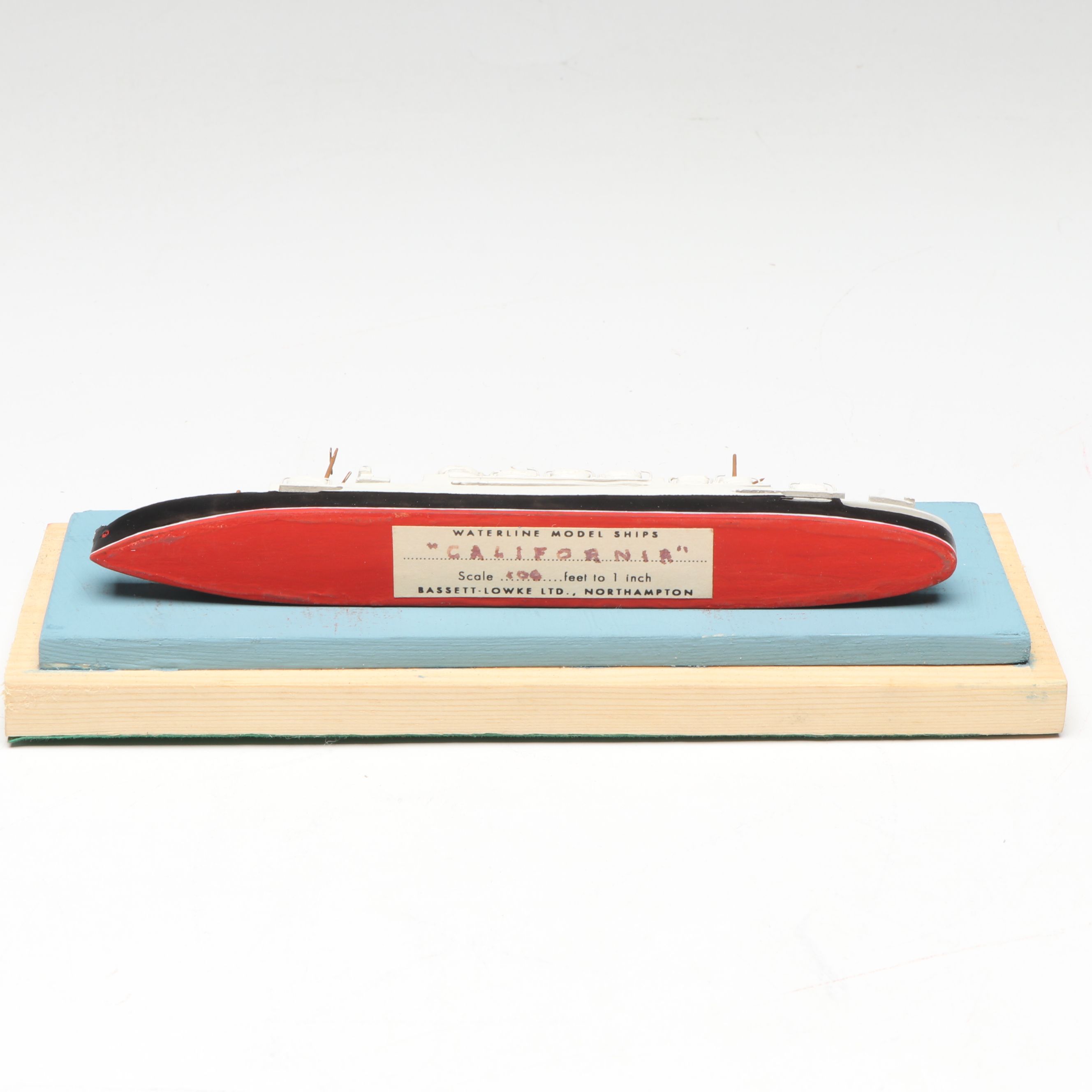 Bassett-Lowke Wooden "SS California" with Other Hand-Painted Metal Ship Models