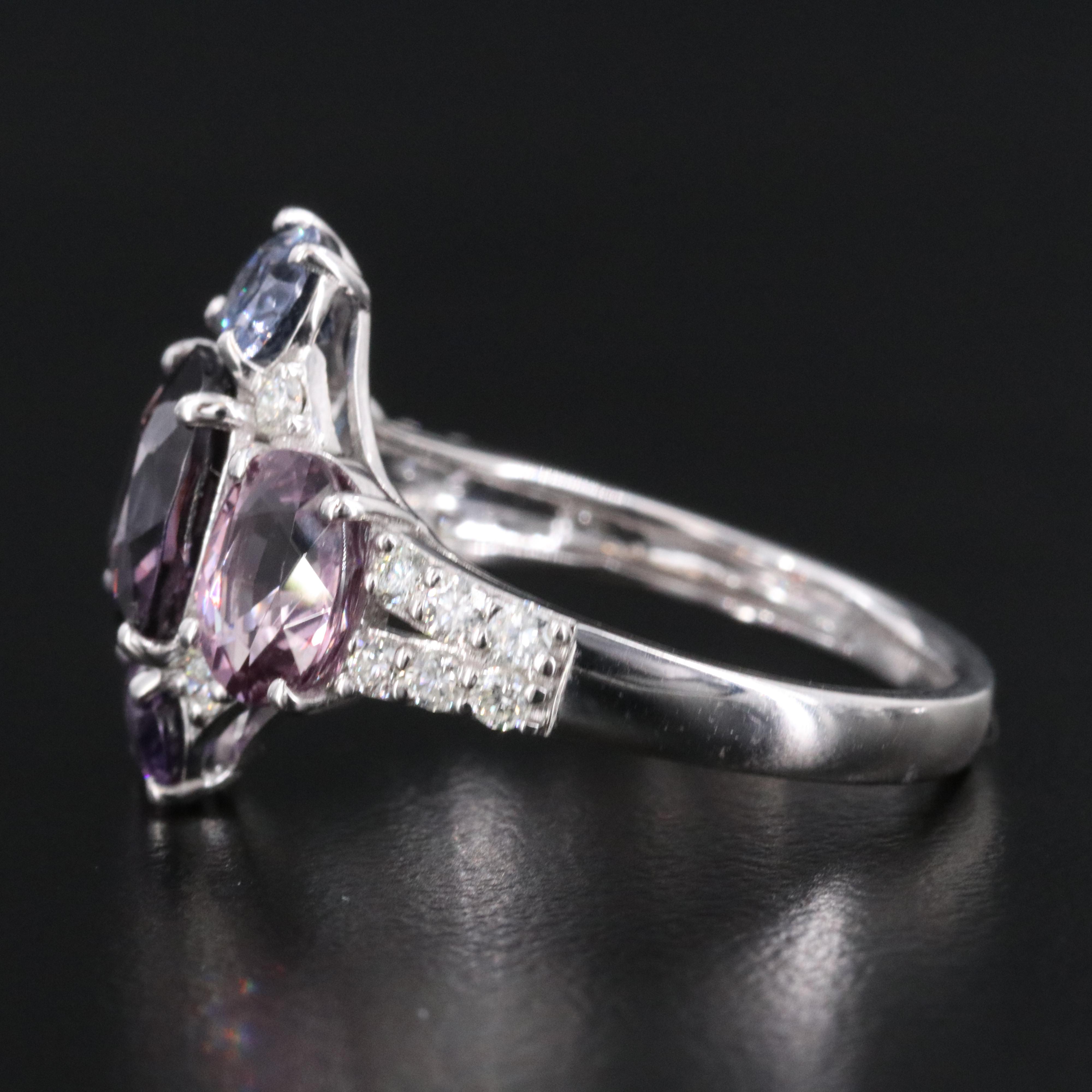 Oscar Friedman 4.85 CTW Multicolored Spinel and Diamond Platinum Ring