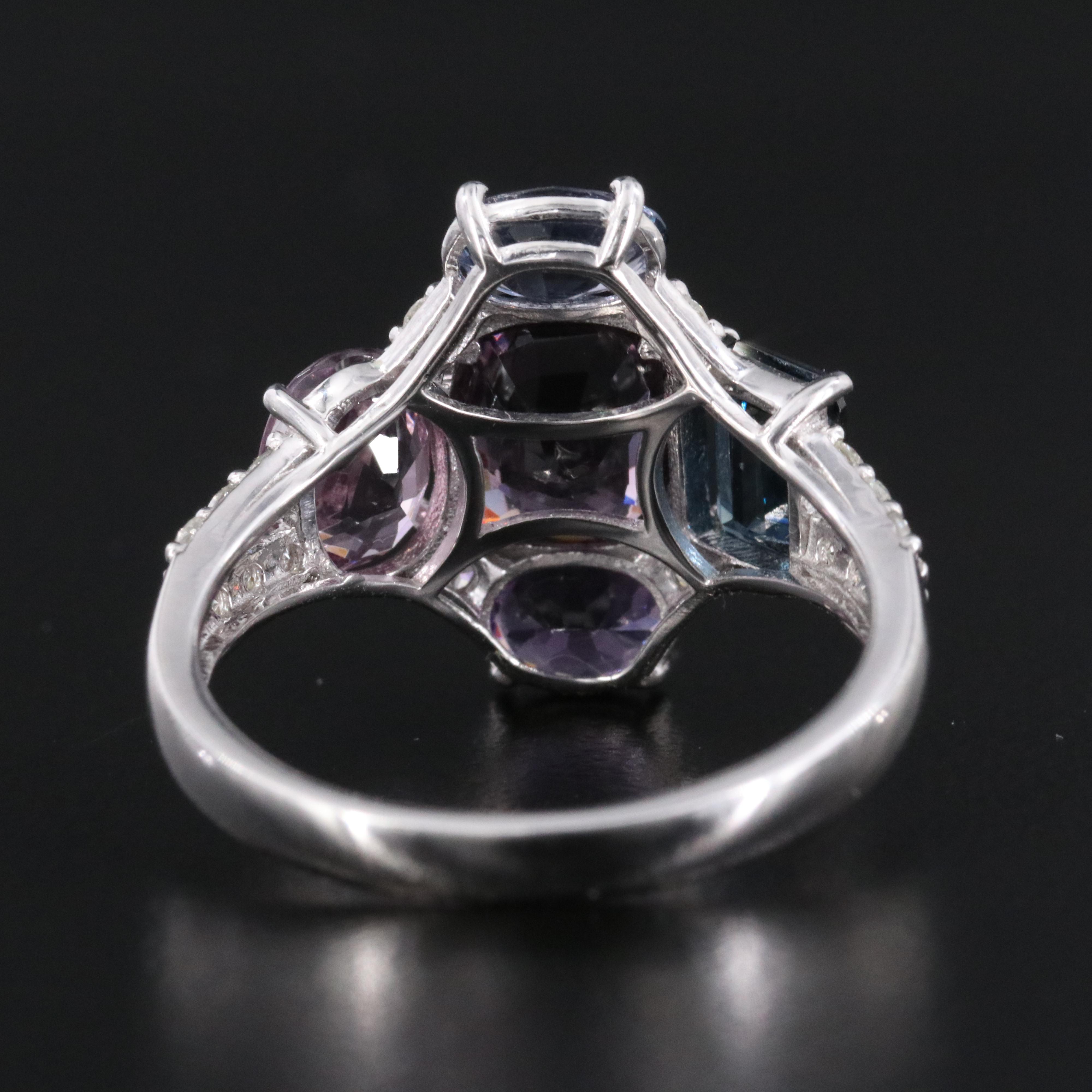 Oscar Friedman 4.85 CTW Multicolored Spinel and Diamond Platinum Ring