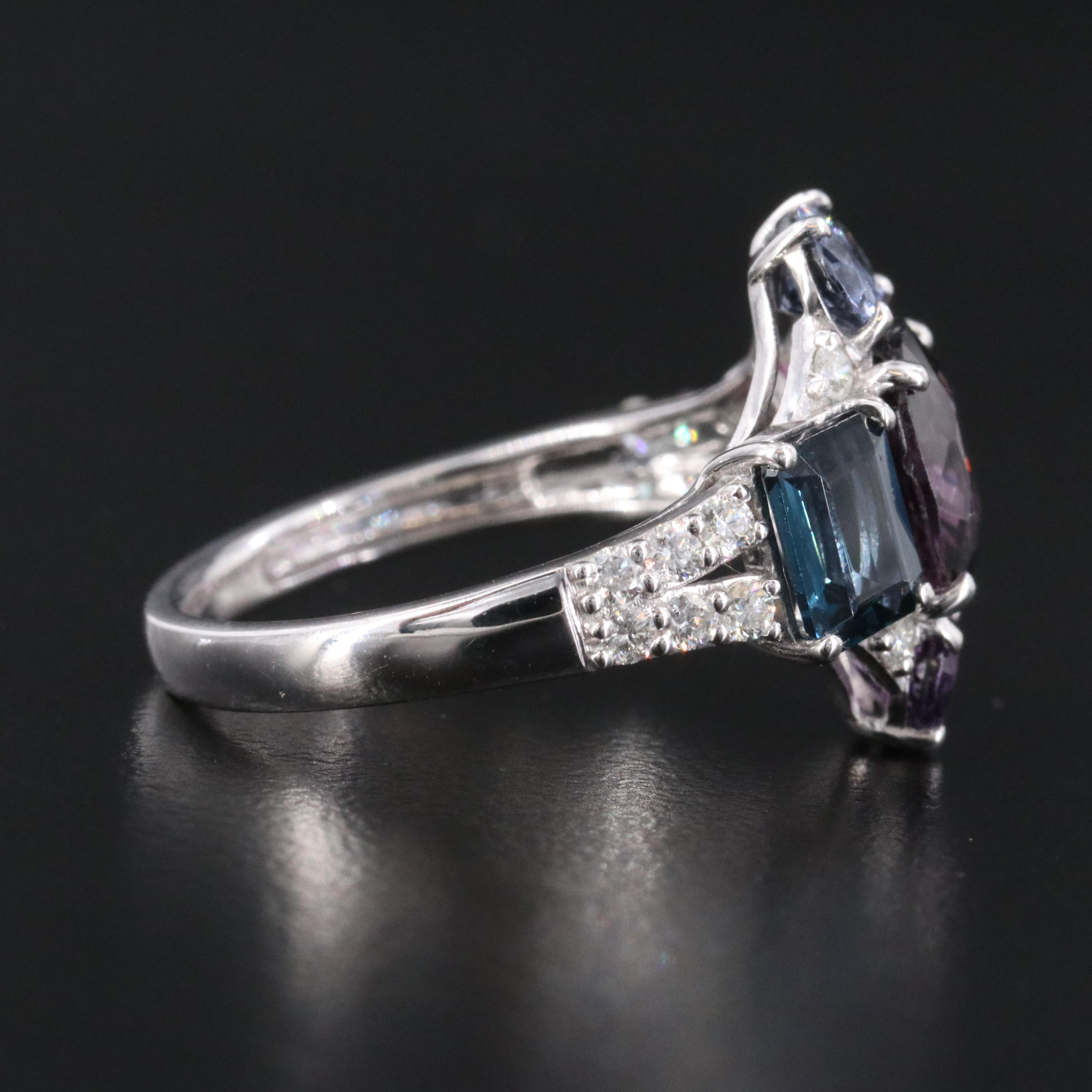 Oscar Friedman 4.85 CTW Multicolored Spinel and Diamond Platinum Ring