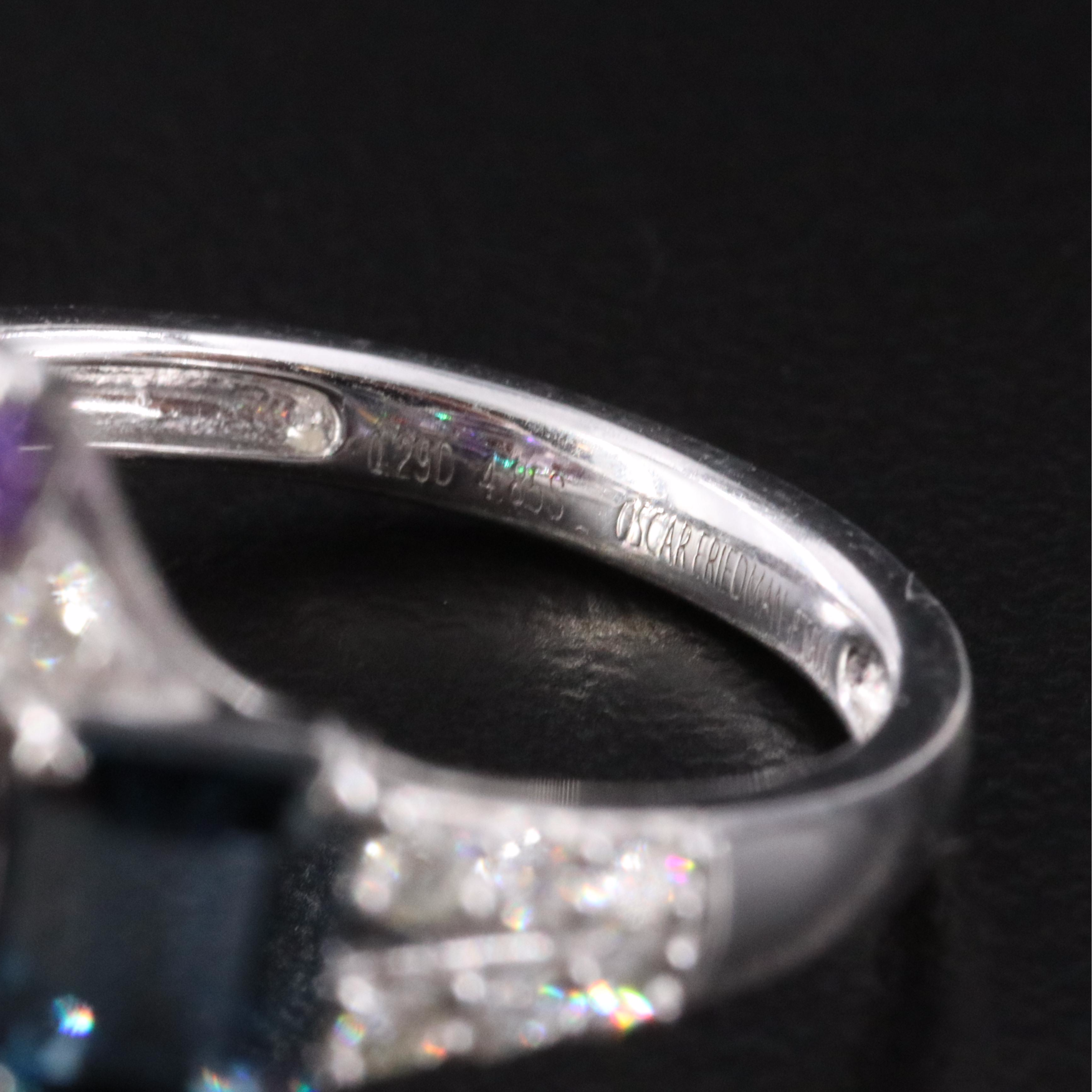 Oscar Friedman 4.85 CTW Multicolored Spinel and Diamond Platinum Ring