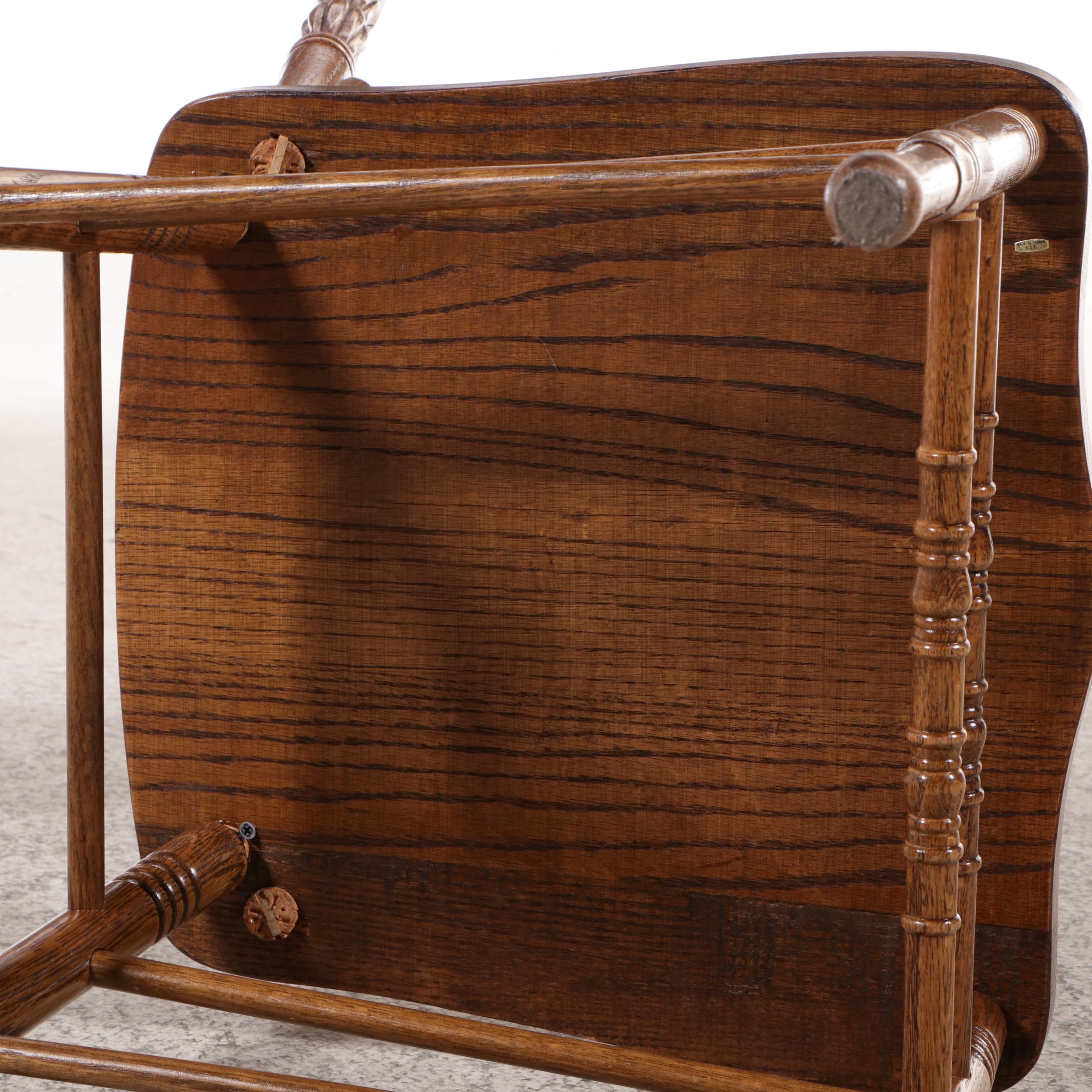 Oak Dining Table with Five Pressed Back Dining Chairs