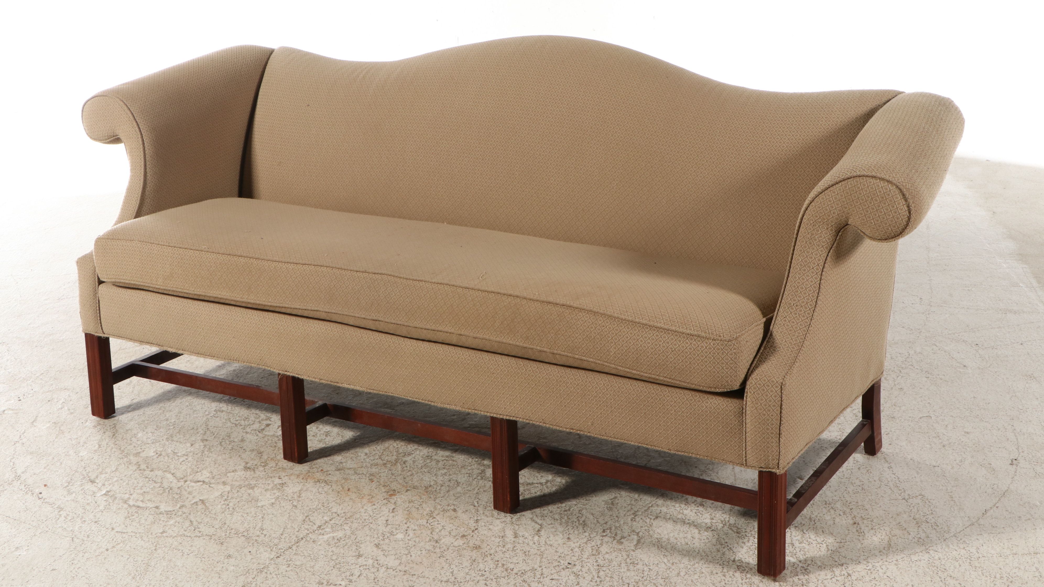 C.R Laine Chippendale Style Mahogany Camel Back Sofa